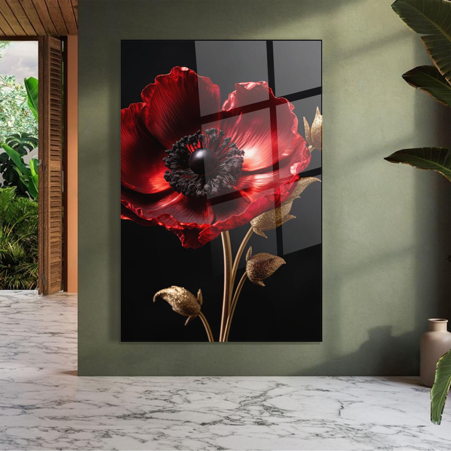 Glasbild Dark Red Poppy mockup 7