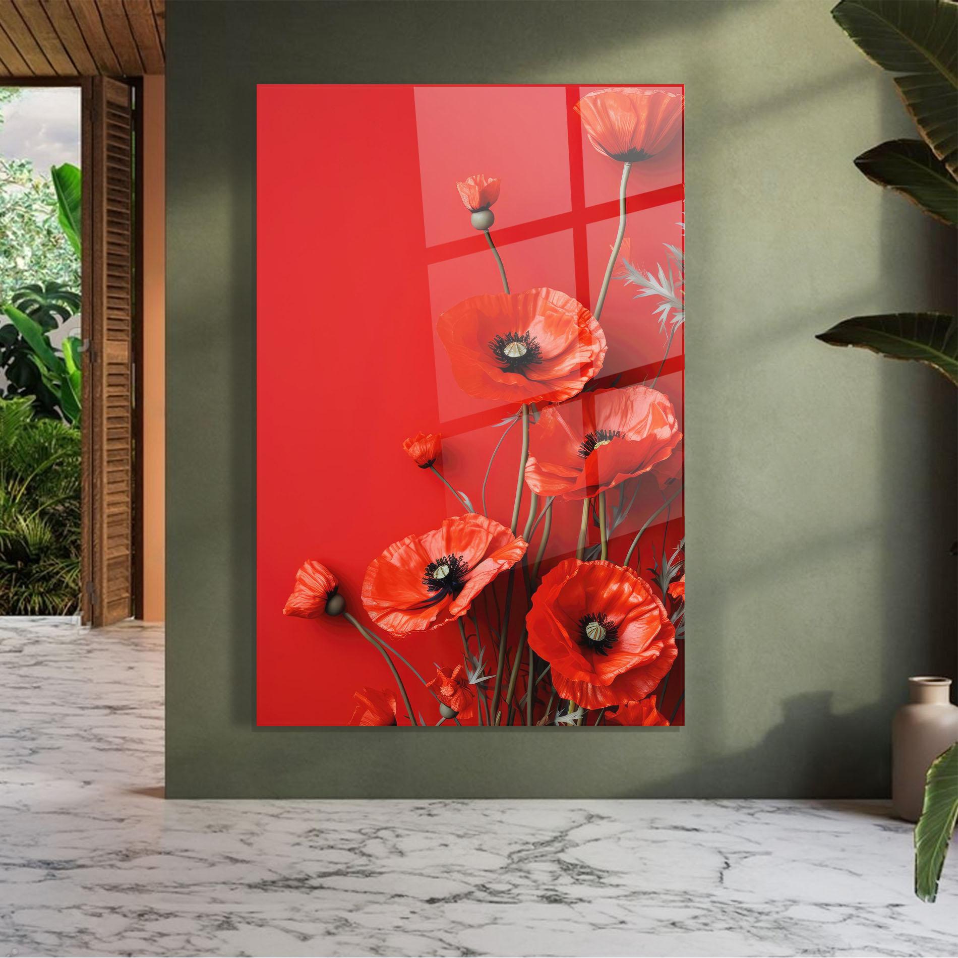Glasbild Poppies On The Table mockup 7