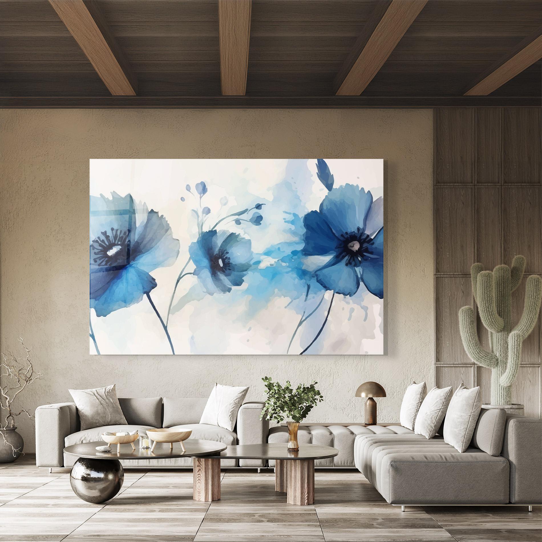 Glasbild Blue Poppies mockup 8