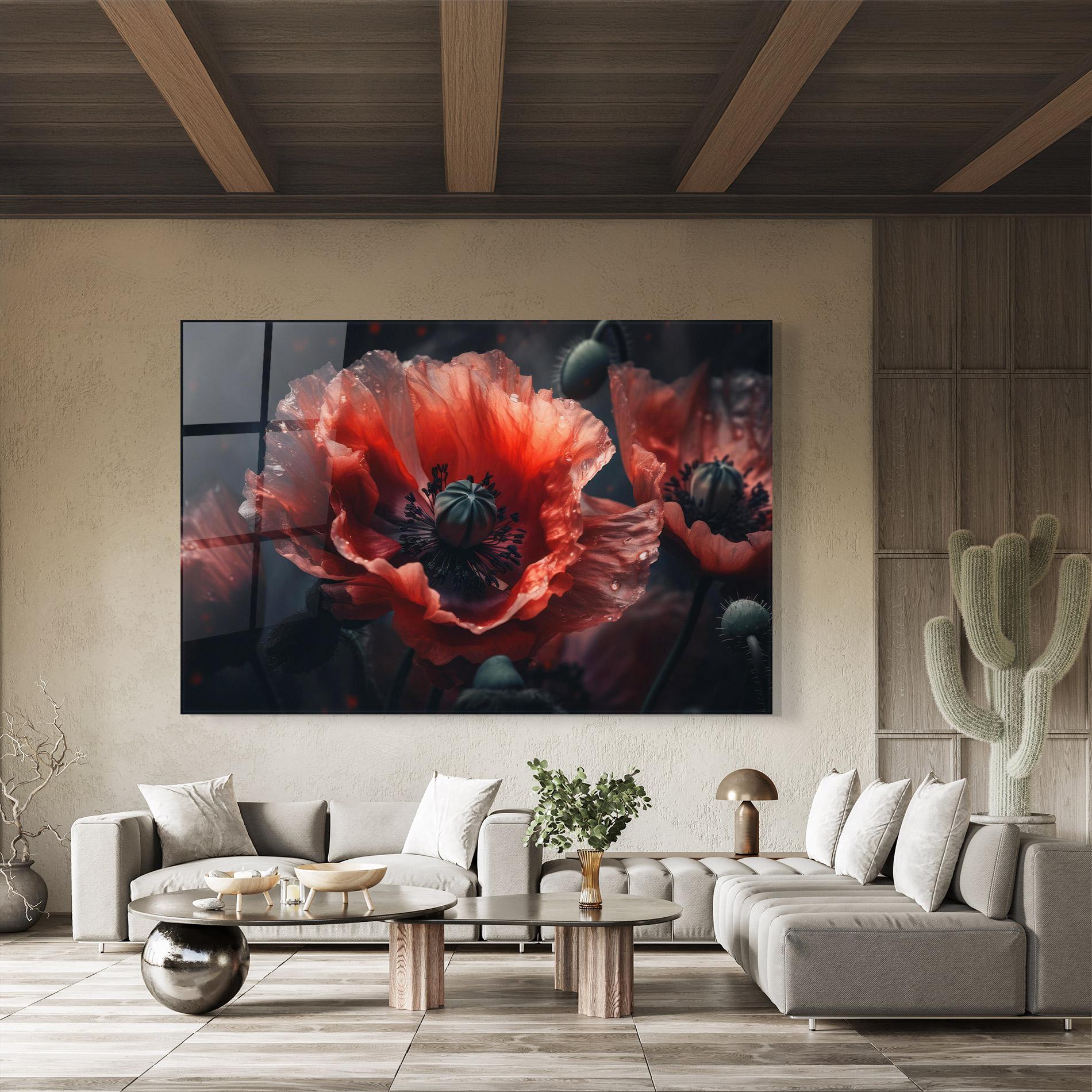 Glasbild Dark Shade Poppy mockup 8