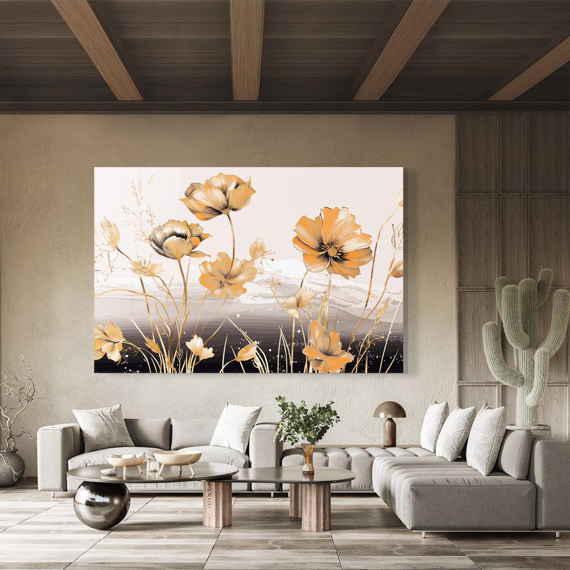 Glasbild Gold Black Poppy mockup 8