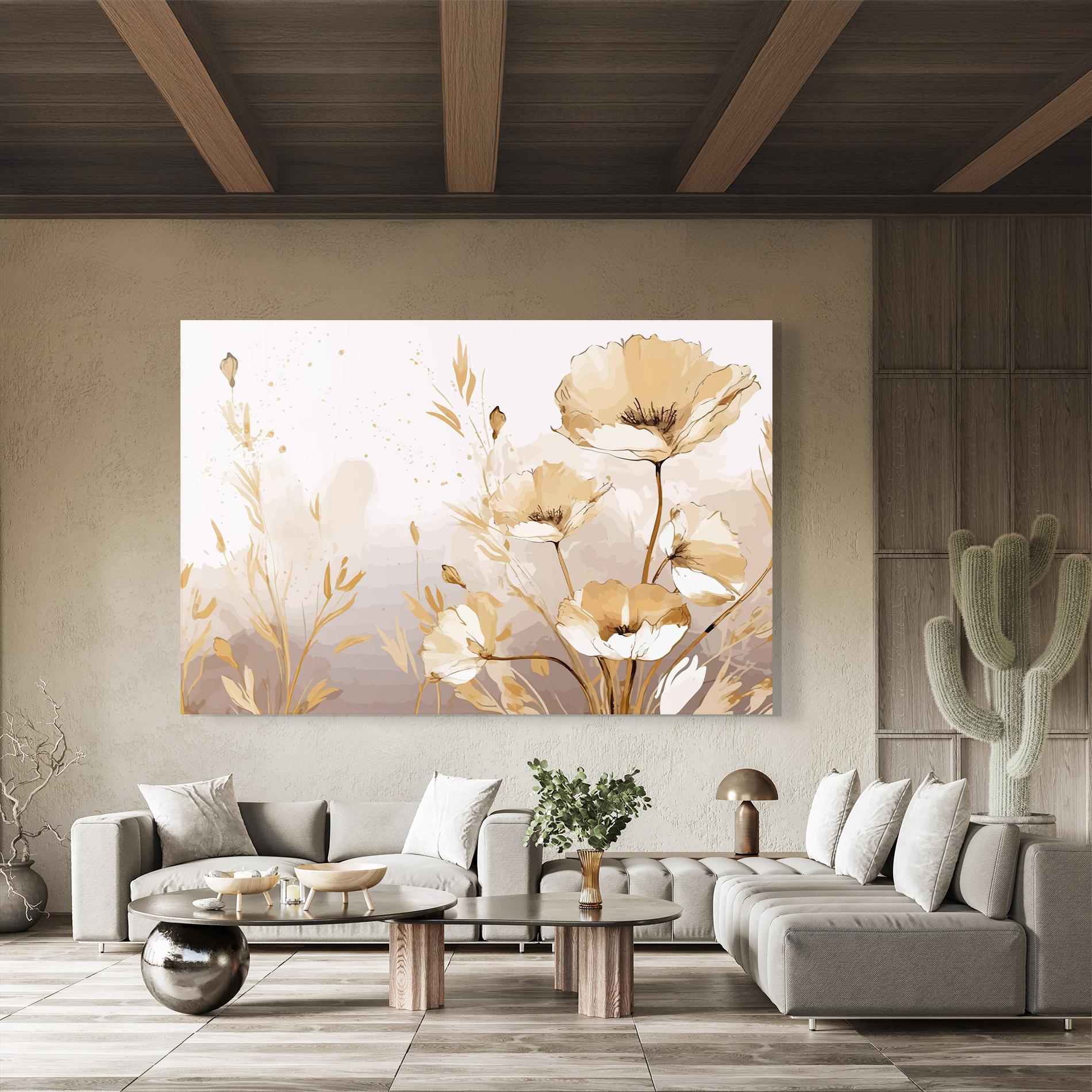 Glasbild Gold Cream Poppy mockup 8