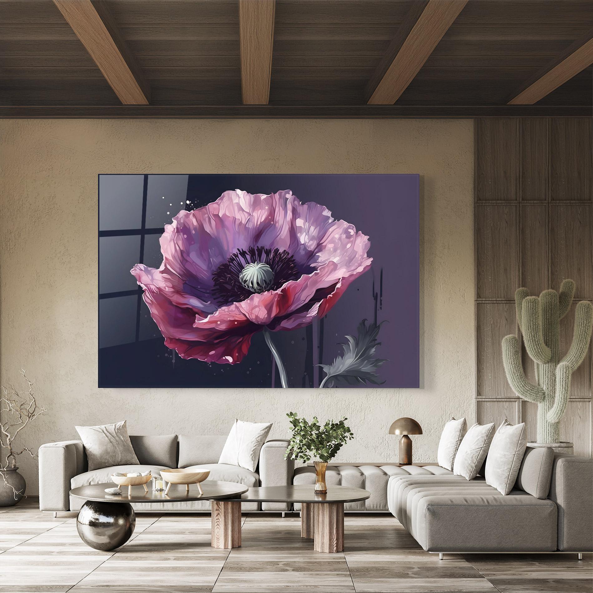 Glasbild Light Purple Poppy mockup 8