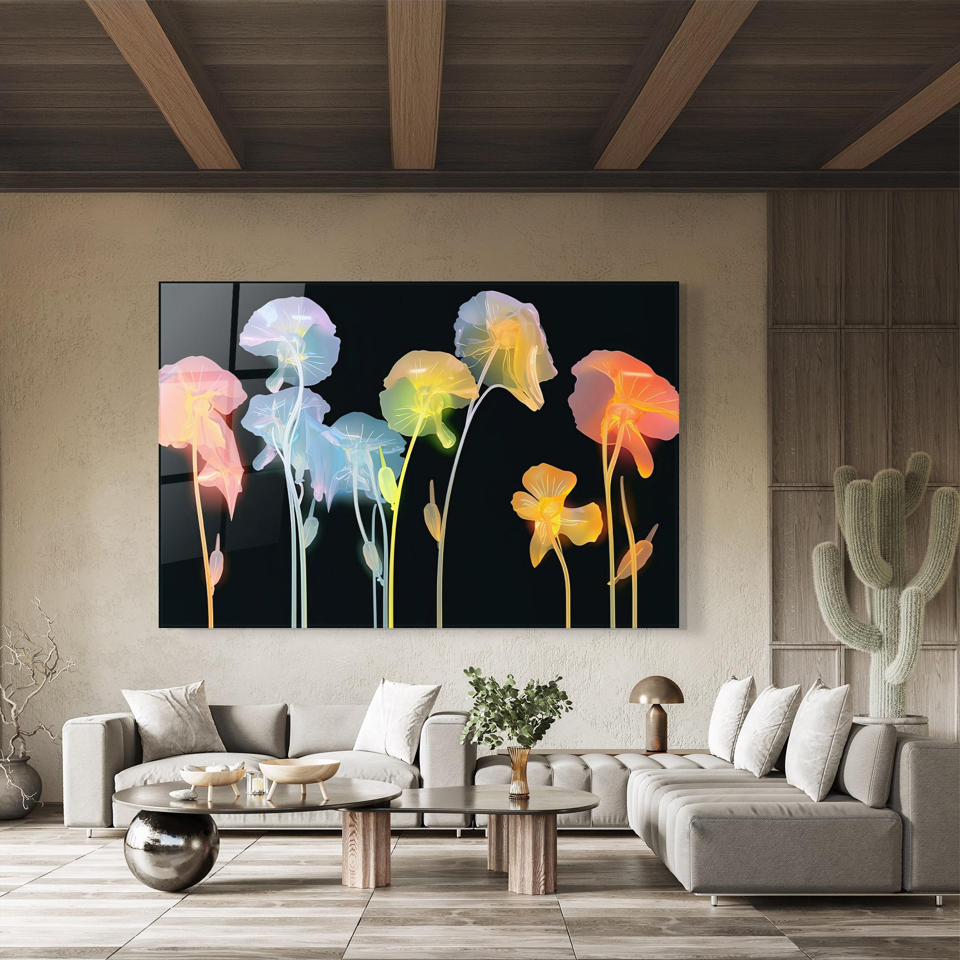 Glasbild Neon Poppy mockup 8