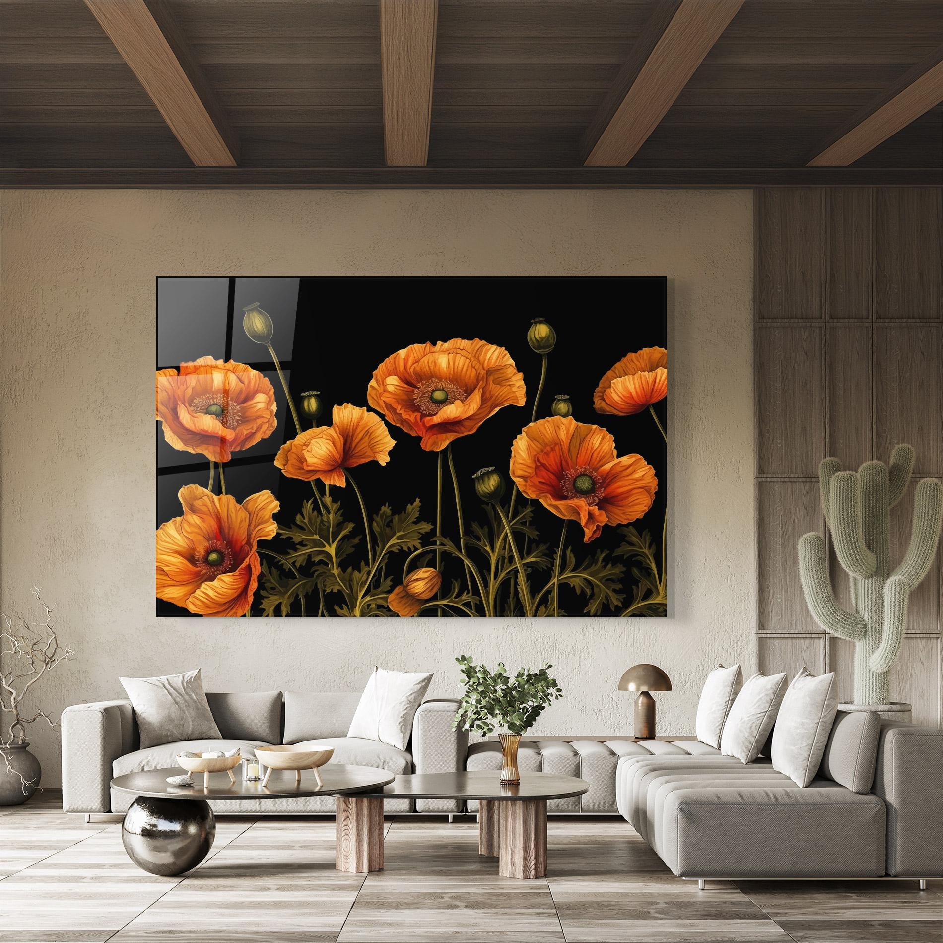Glasbild Orange Poppies mockup 8