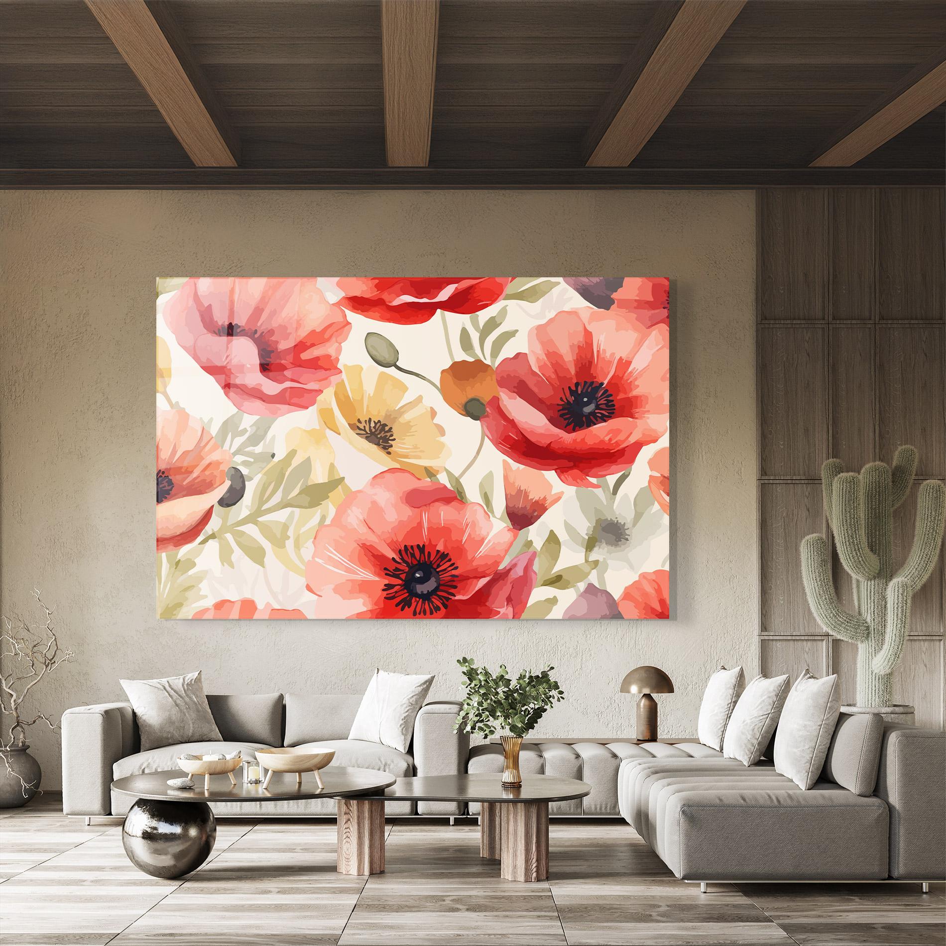Glasbild Orange Red Poppy mockup 8