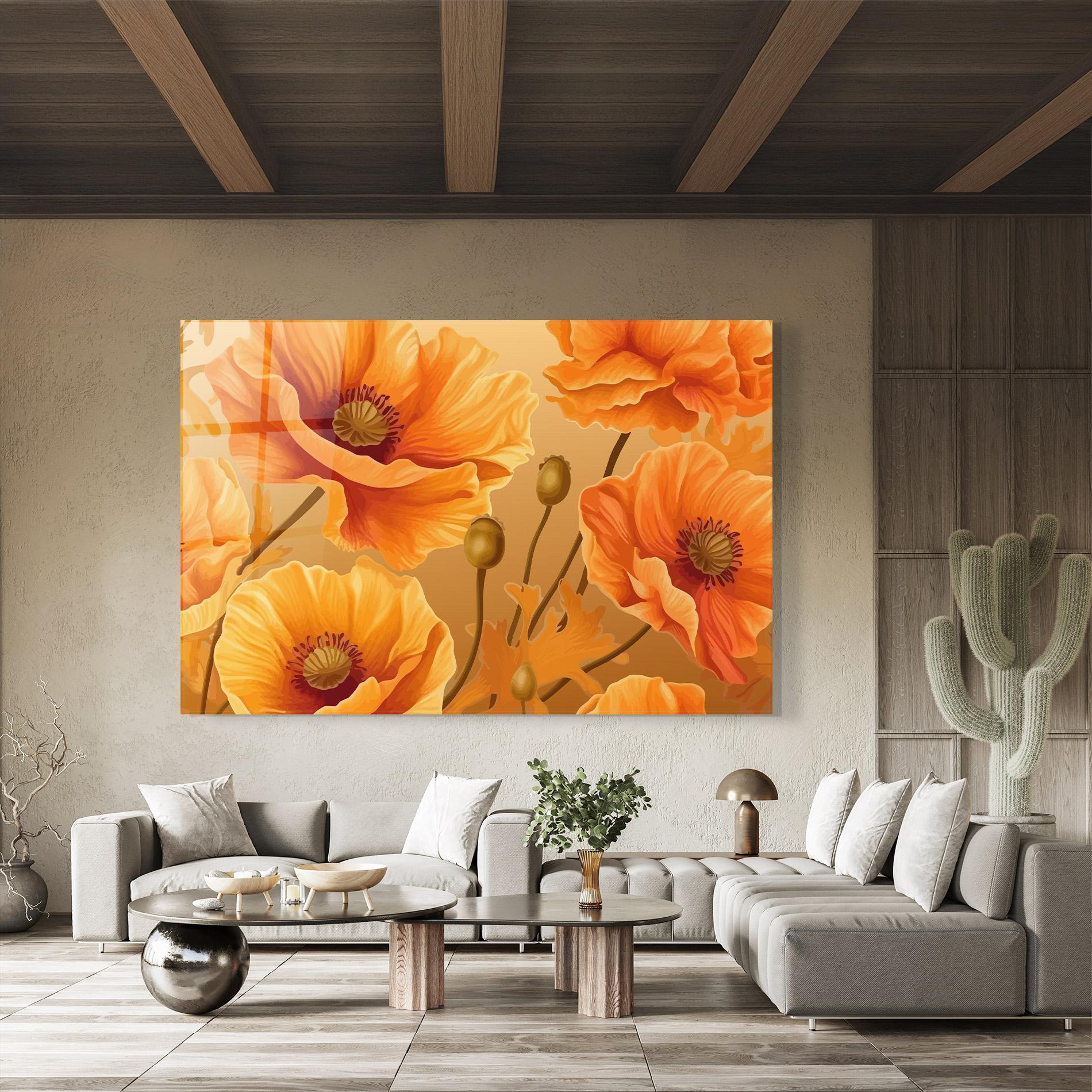 Glasbild Pastel Orange Poppy mockup 8