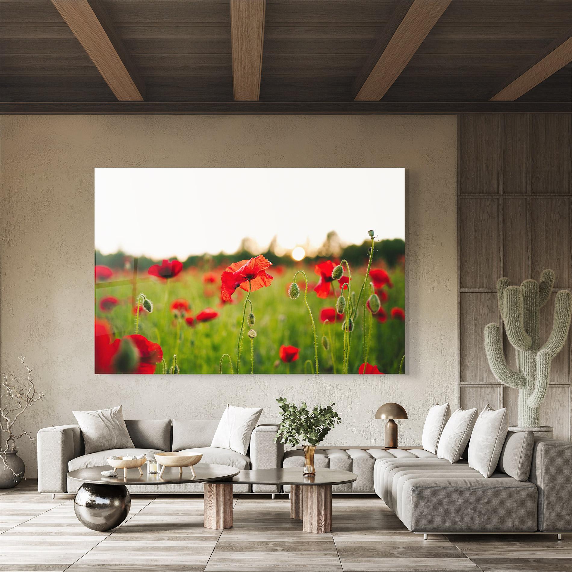 Glasbild Poppies Field mockup 8