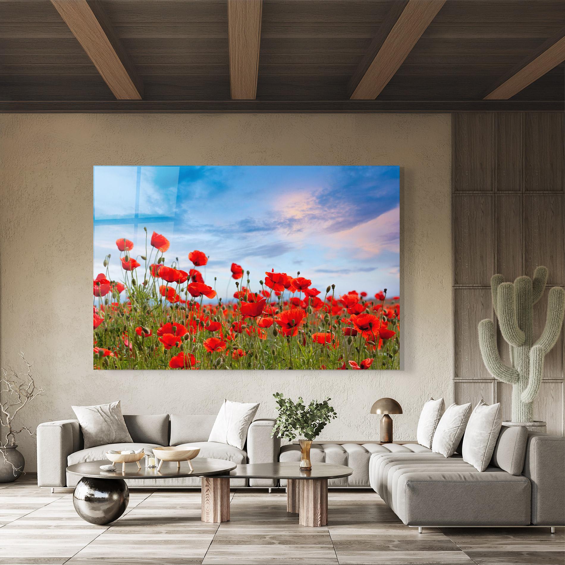 Glasbild Poppy Field mockup 8