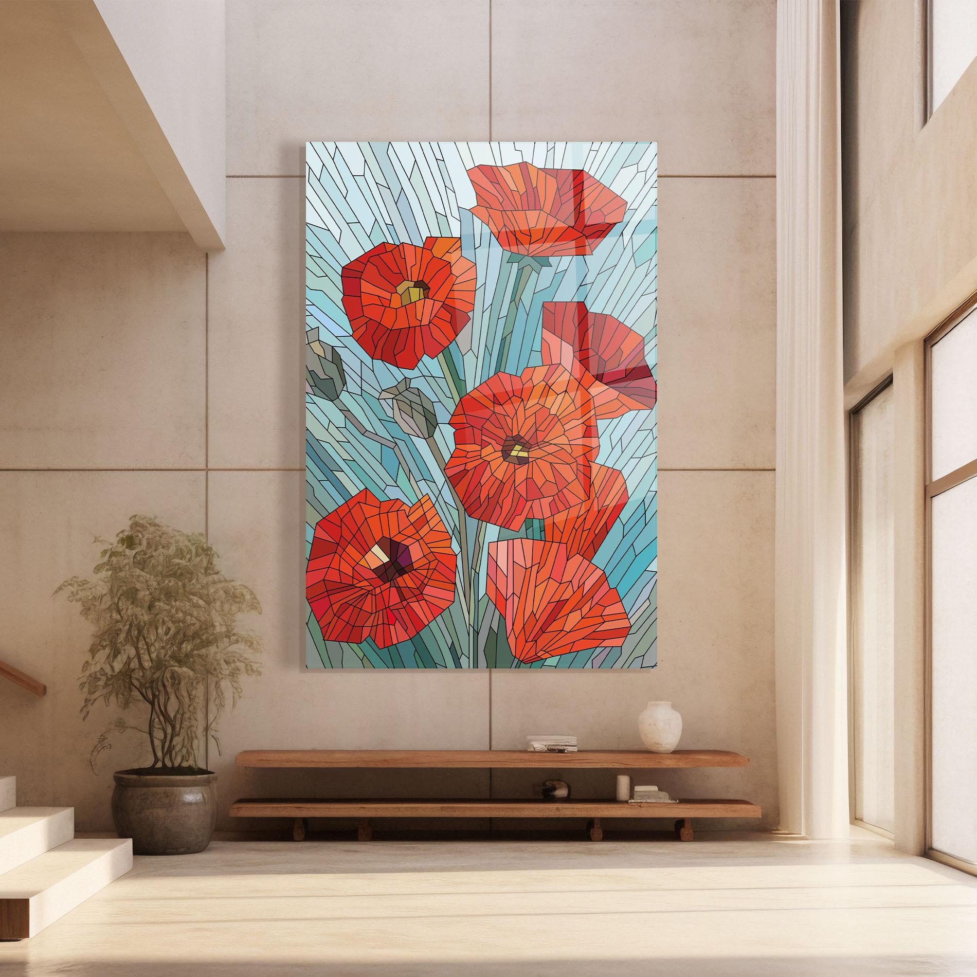Glasbild Blue Glass Poppy mockup 8