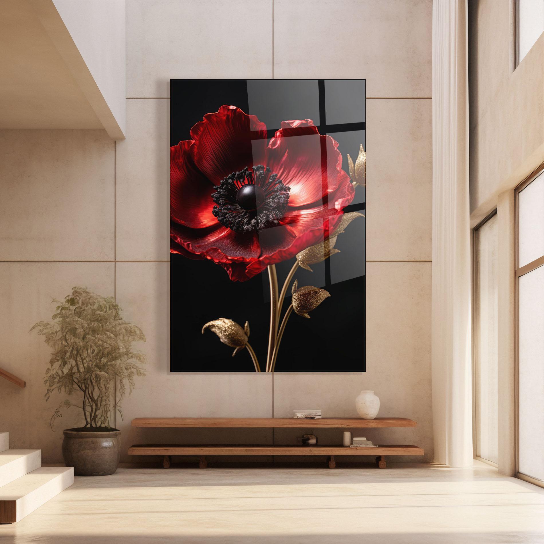 Glasbild Dark Red Poppy mockup 8
