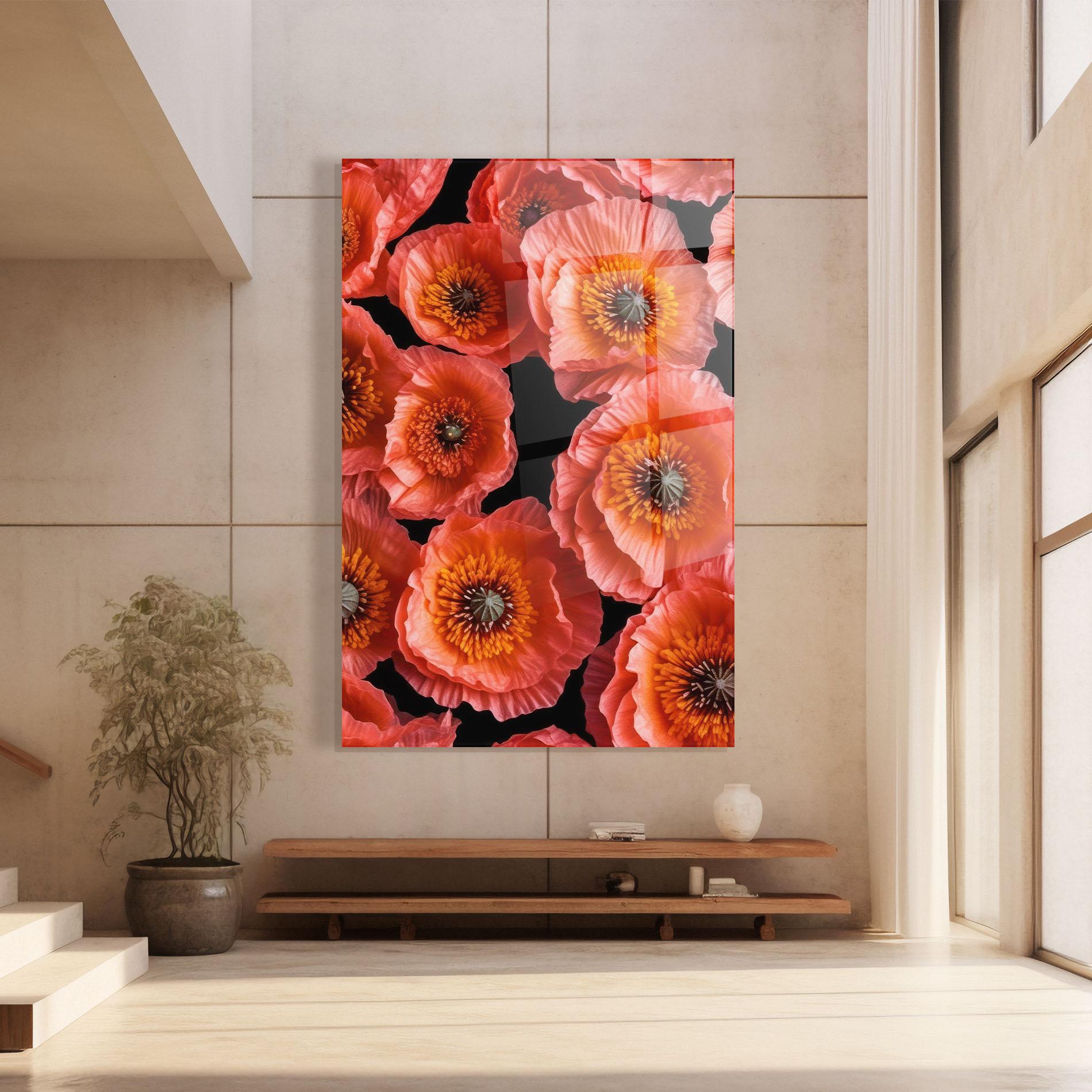 Glasbild Light Red Poppies mockup 8