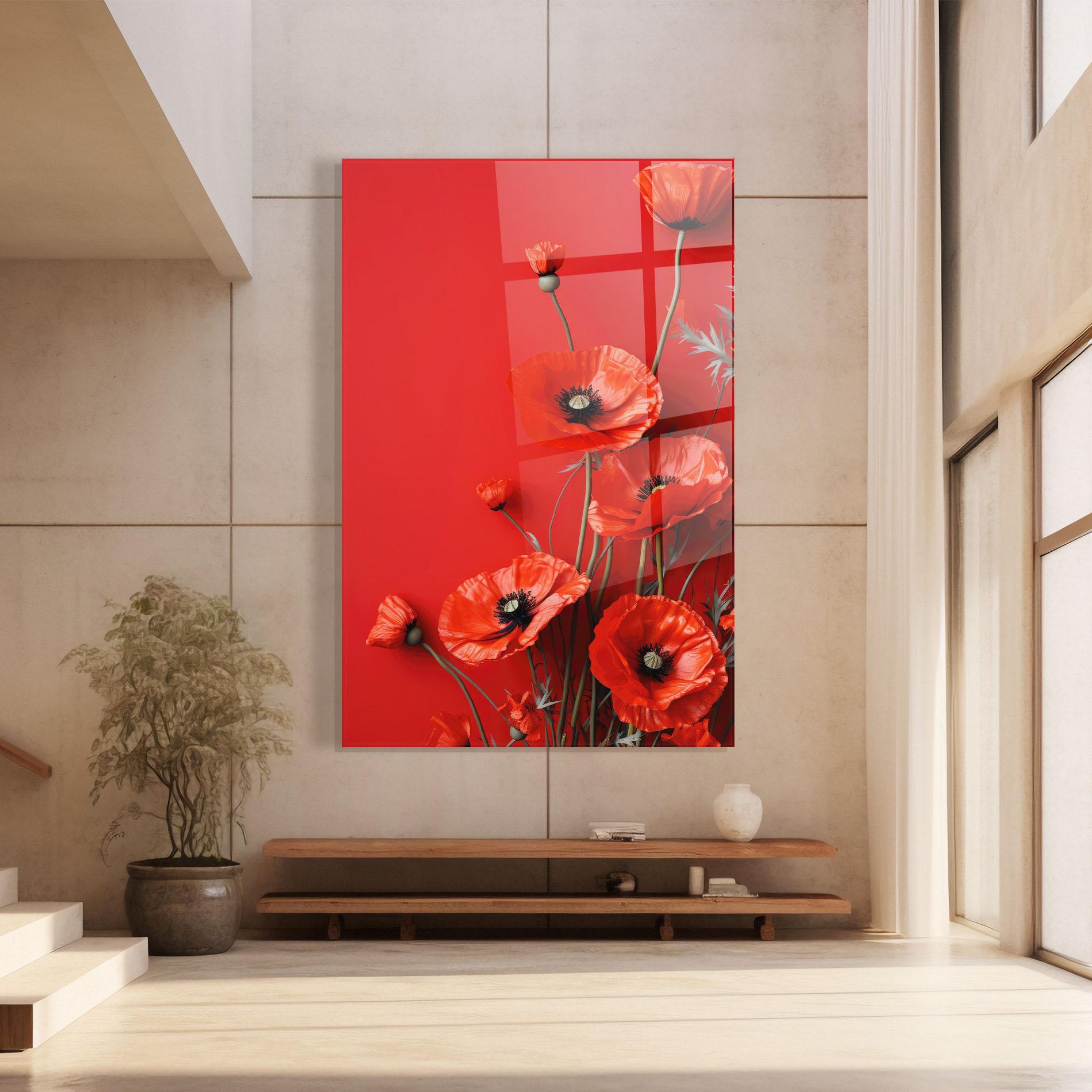 Glasbild Poppies On The Table mockup 8