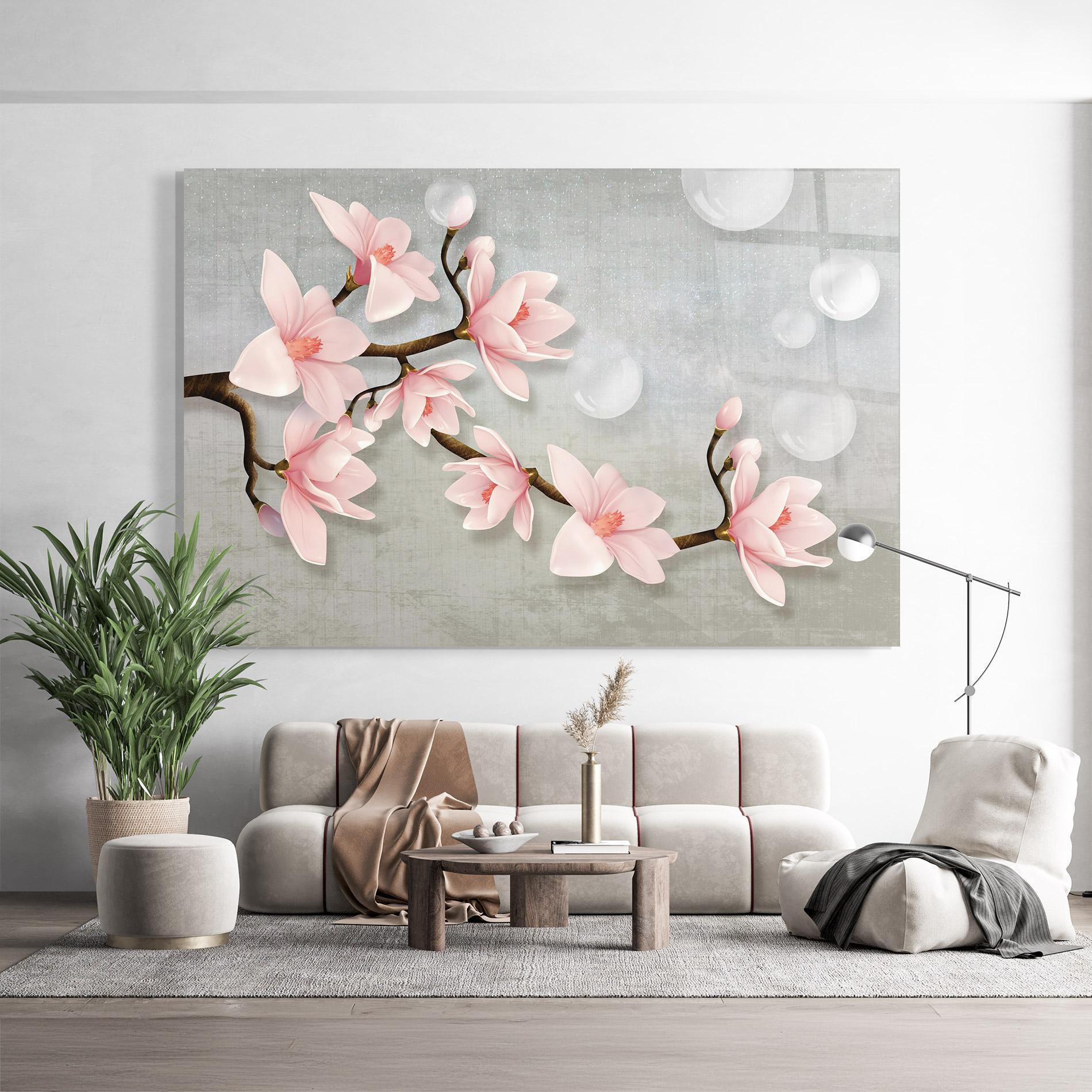 Glasbild Pink Magnolia mockup 9