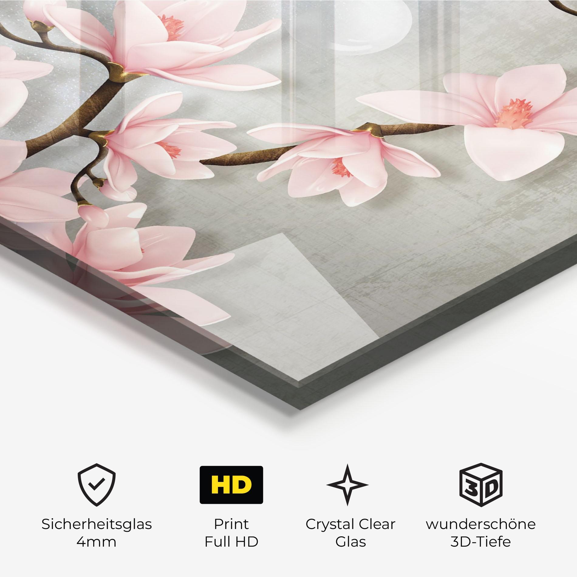 Glasbild Pink Magnolia mockup 3