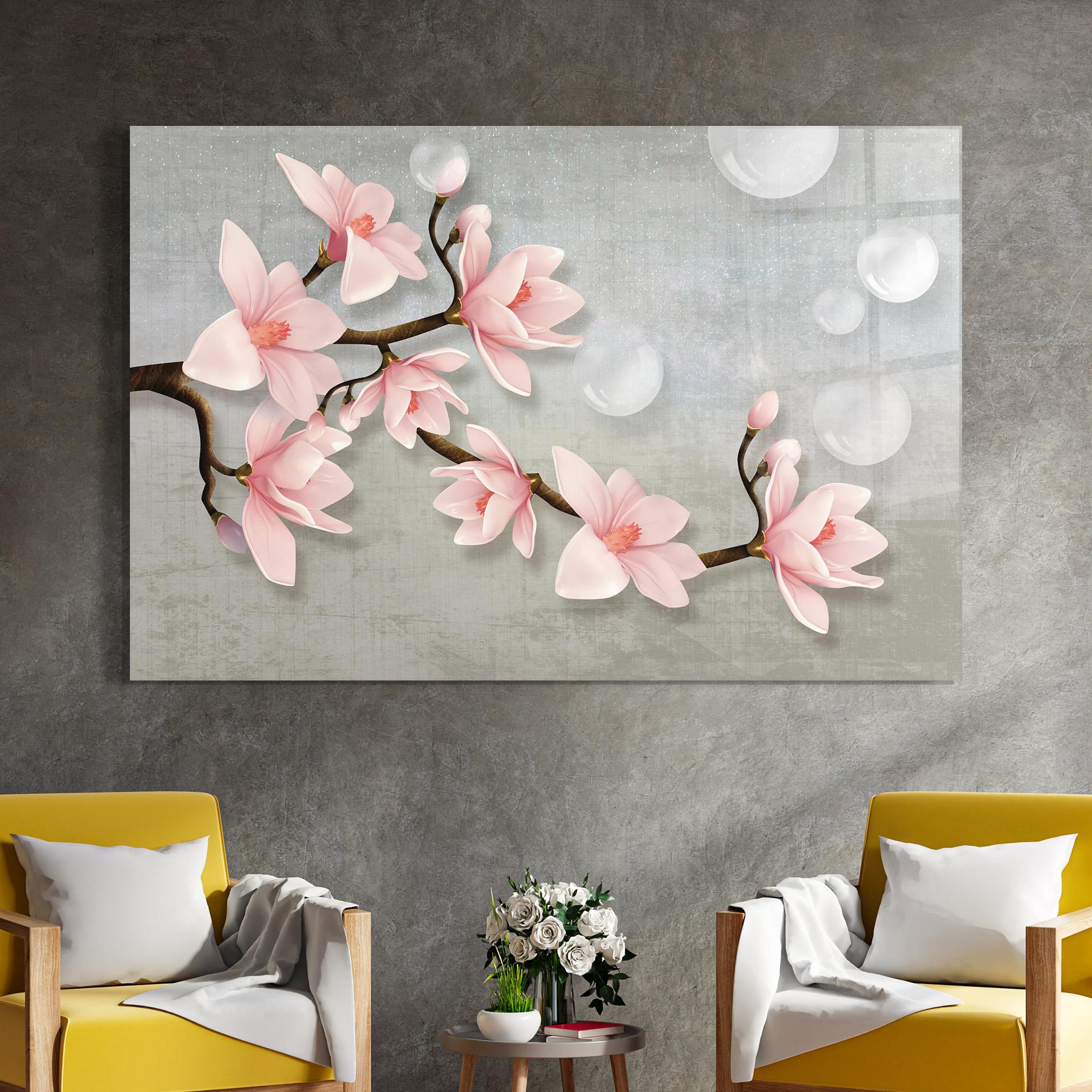 Glasbild Pink Magnolia mockup 4