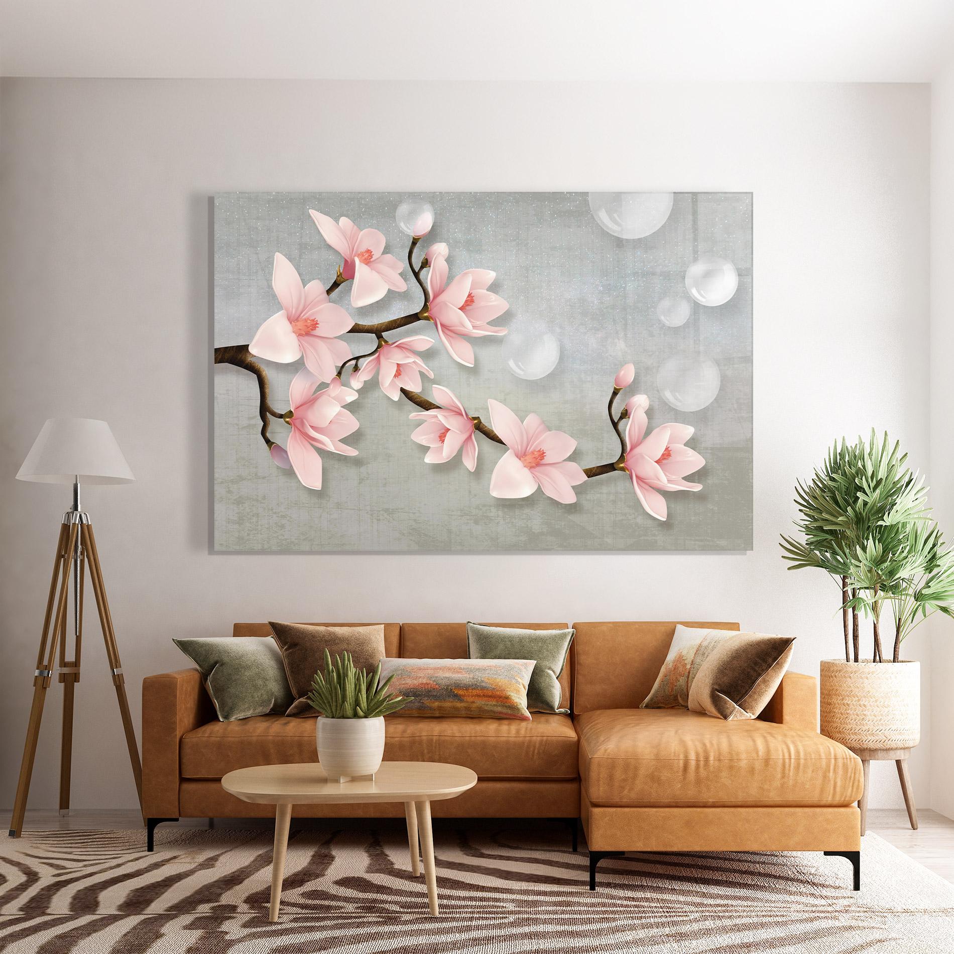 Glasbild Pink Magnolia mockup 7