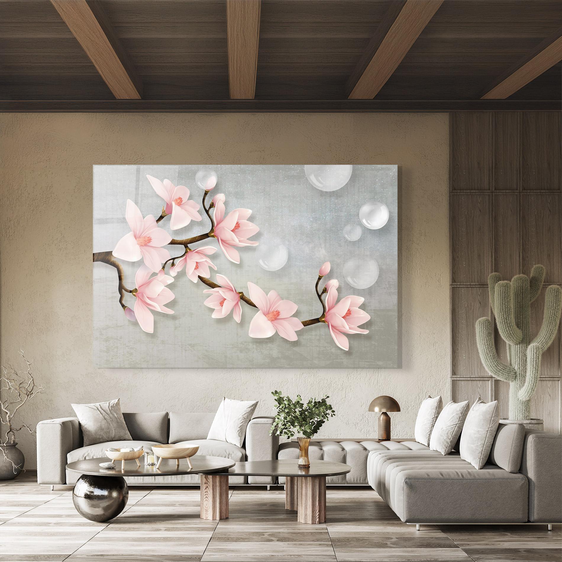Glasbild Pink Magnolia mockup 8