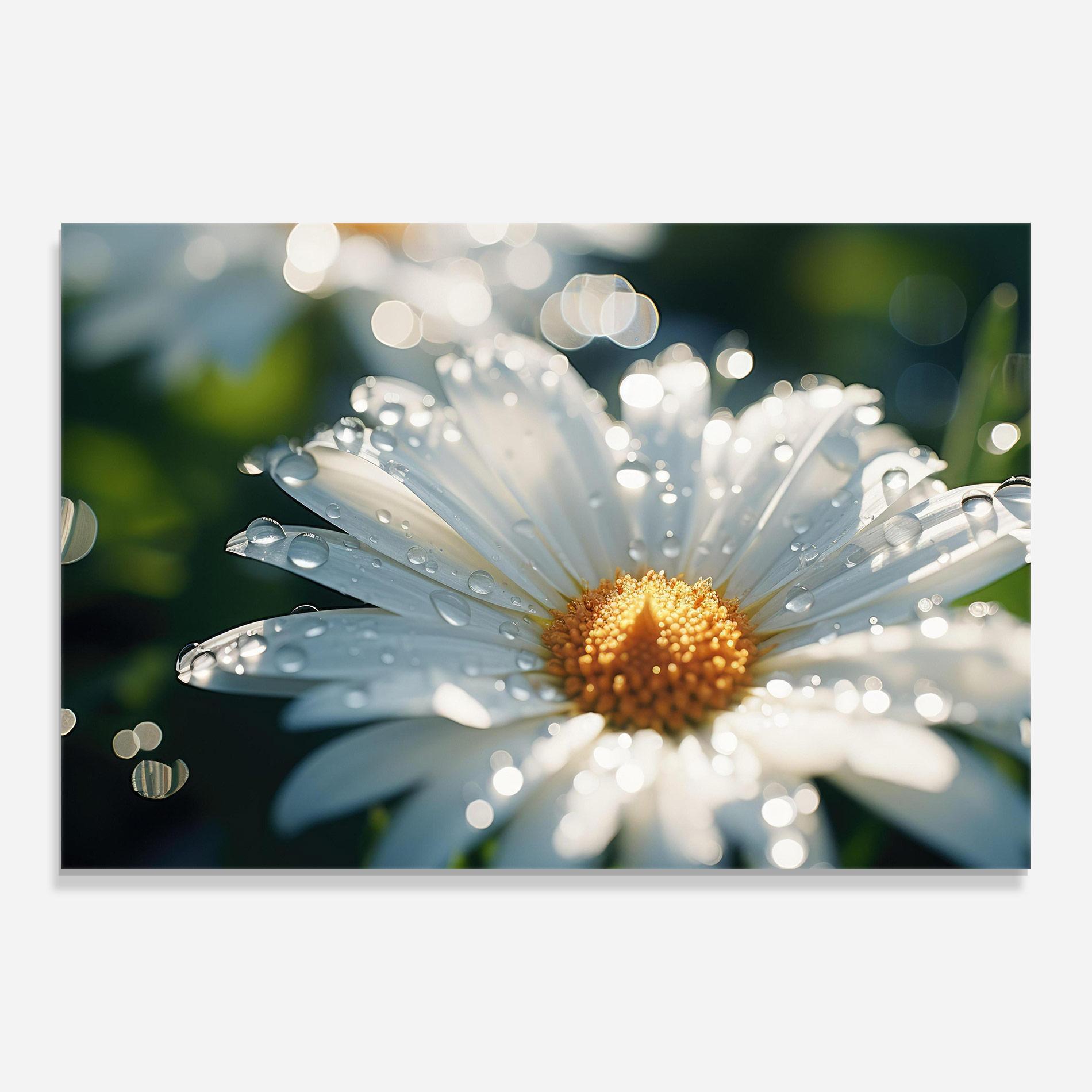Glasbild Daisy After Rain Close Up mockup 0