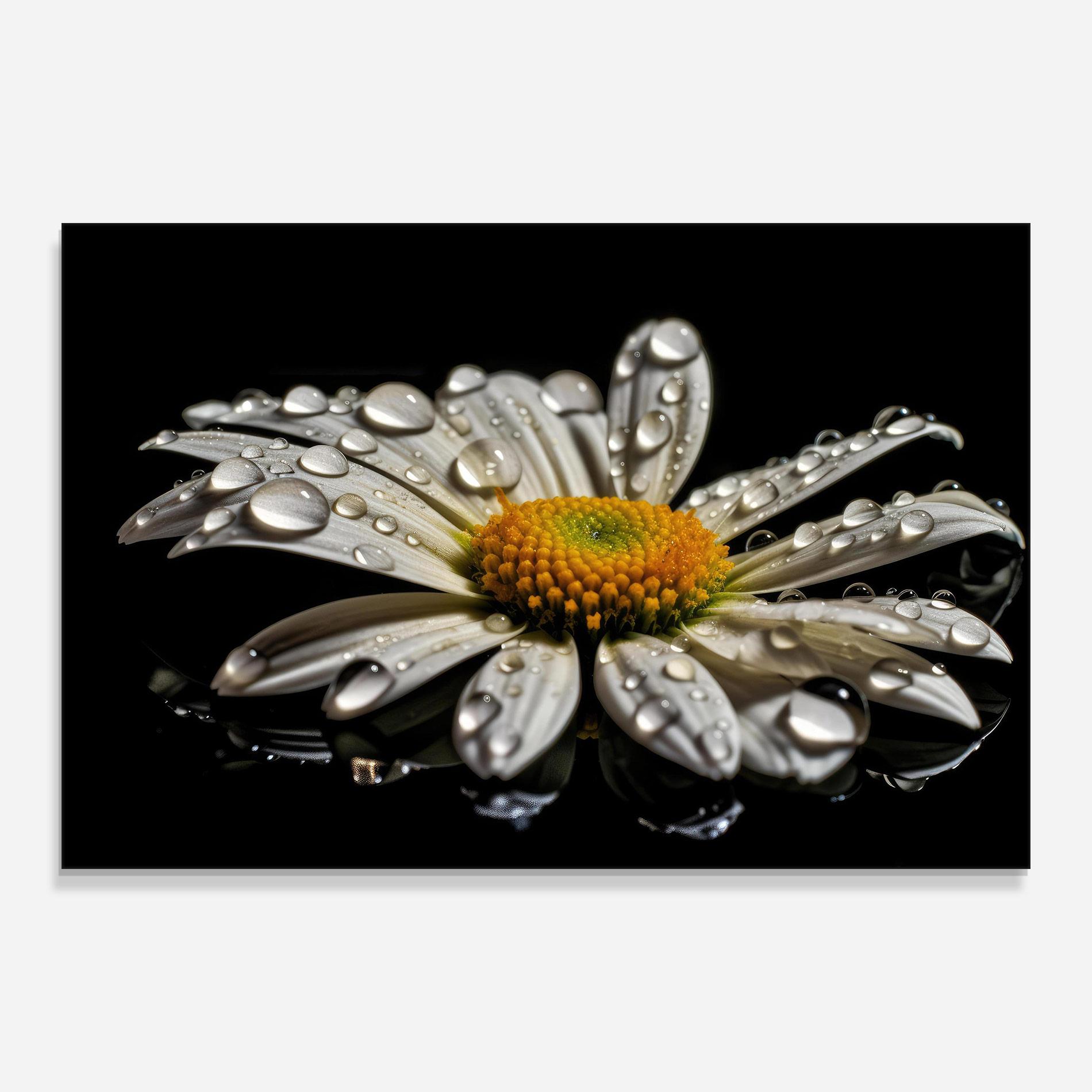 Glasbild Daisy After The Rain mockup 0