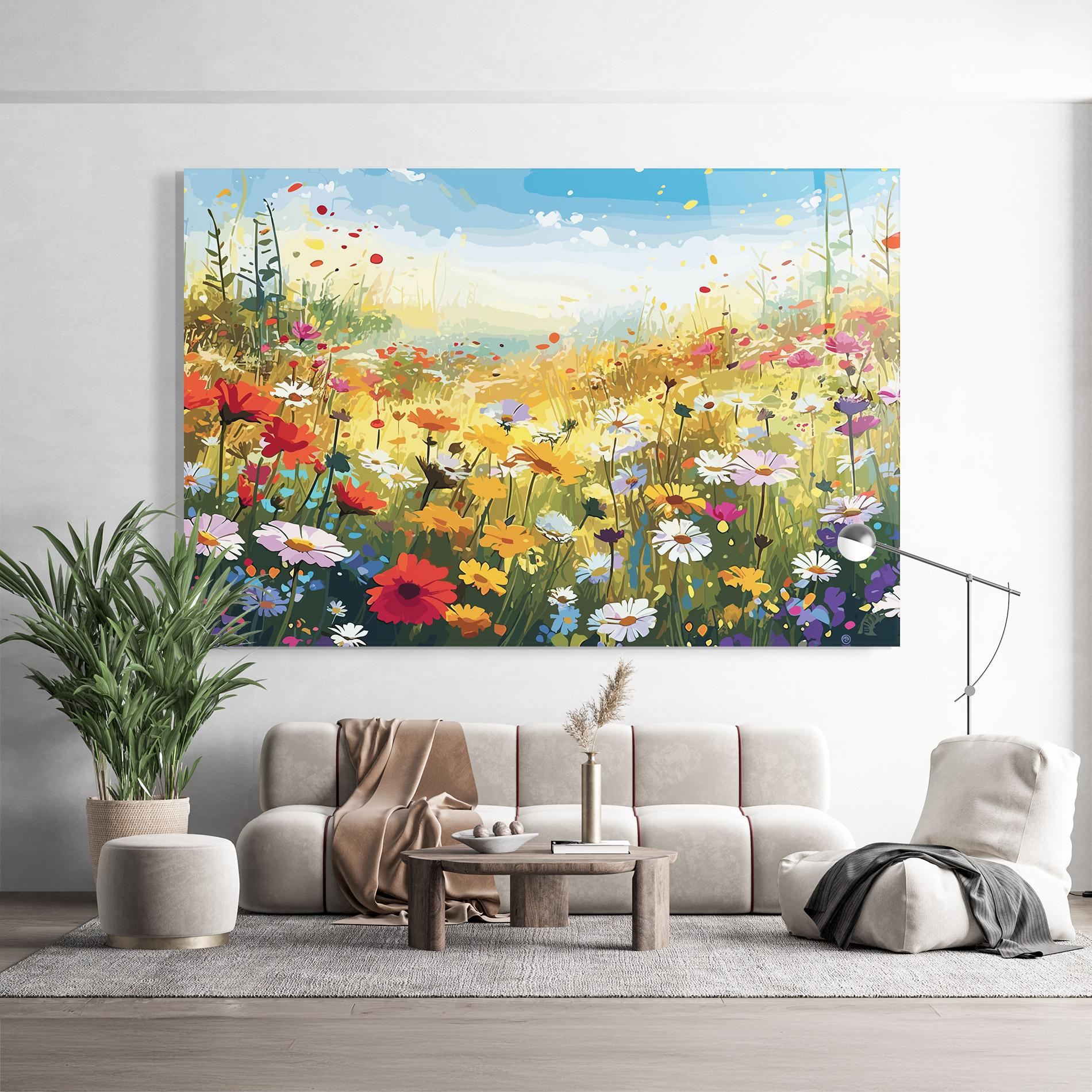 Glasbild Colorful Daisy Mix mockup 9