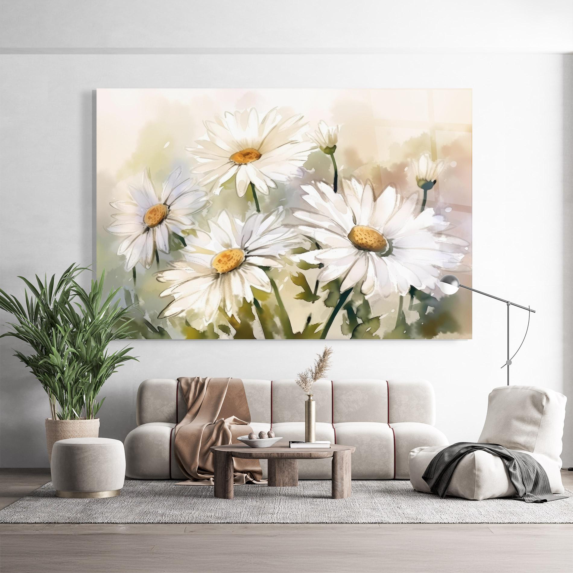 Glasbild Daisy Painting mockup 9