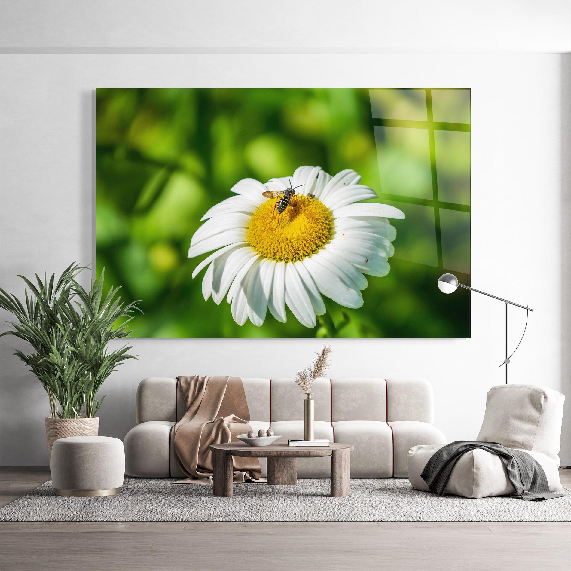 Glasbild Flying On The Daisy mockup 9