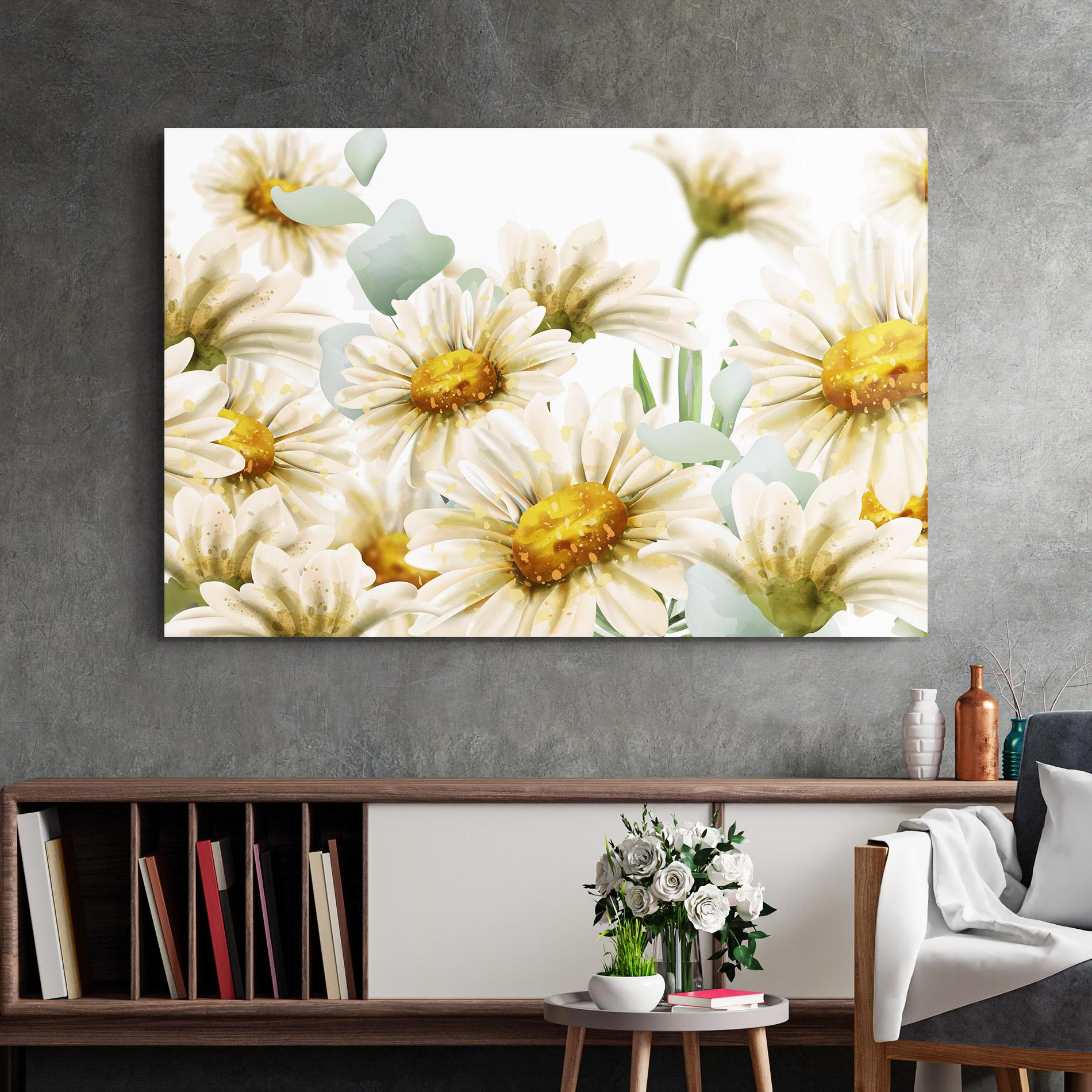 Glasbild Beautiful Daisy Art mockup 2