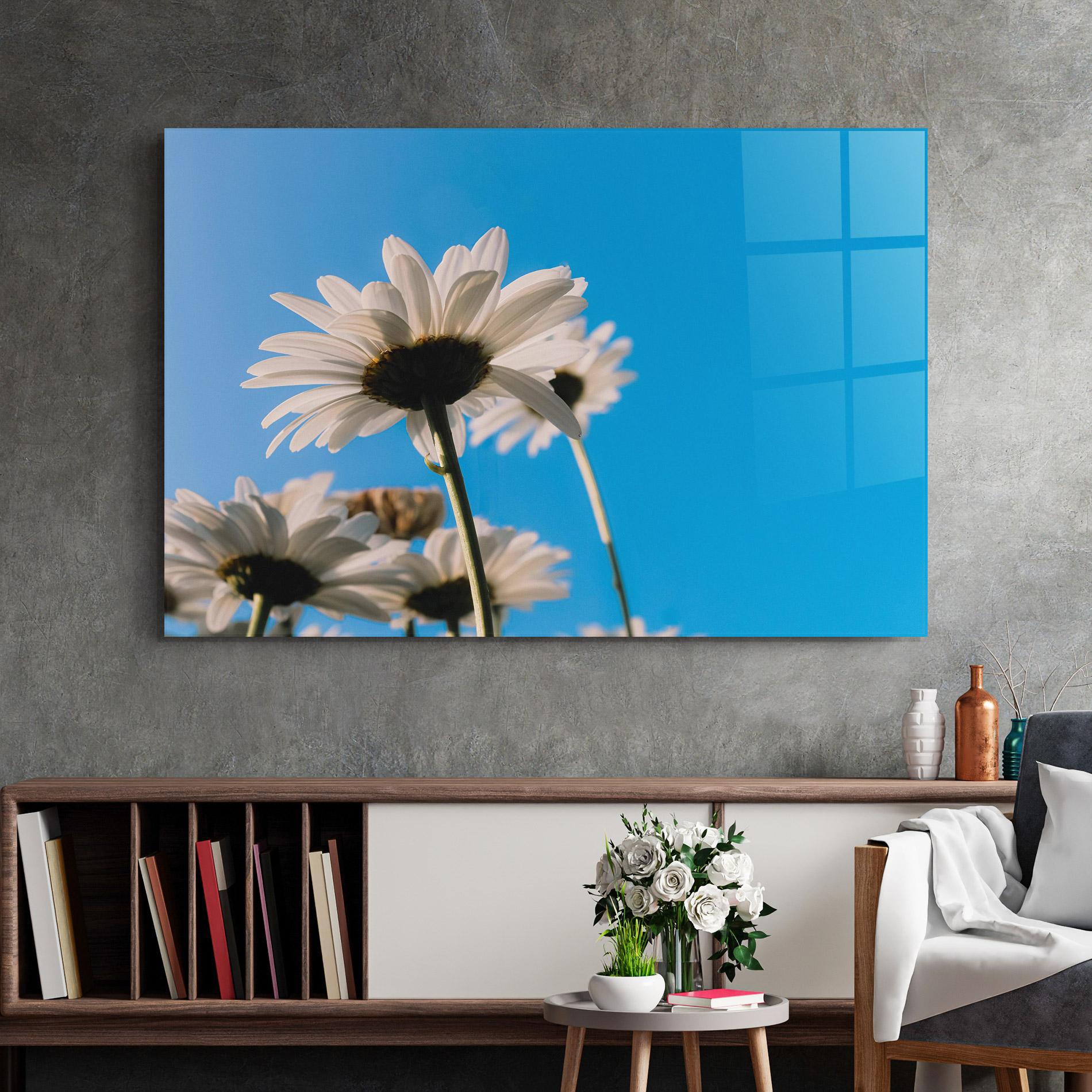 Glasbild Blue Sky Daisy mockup 2