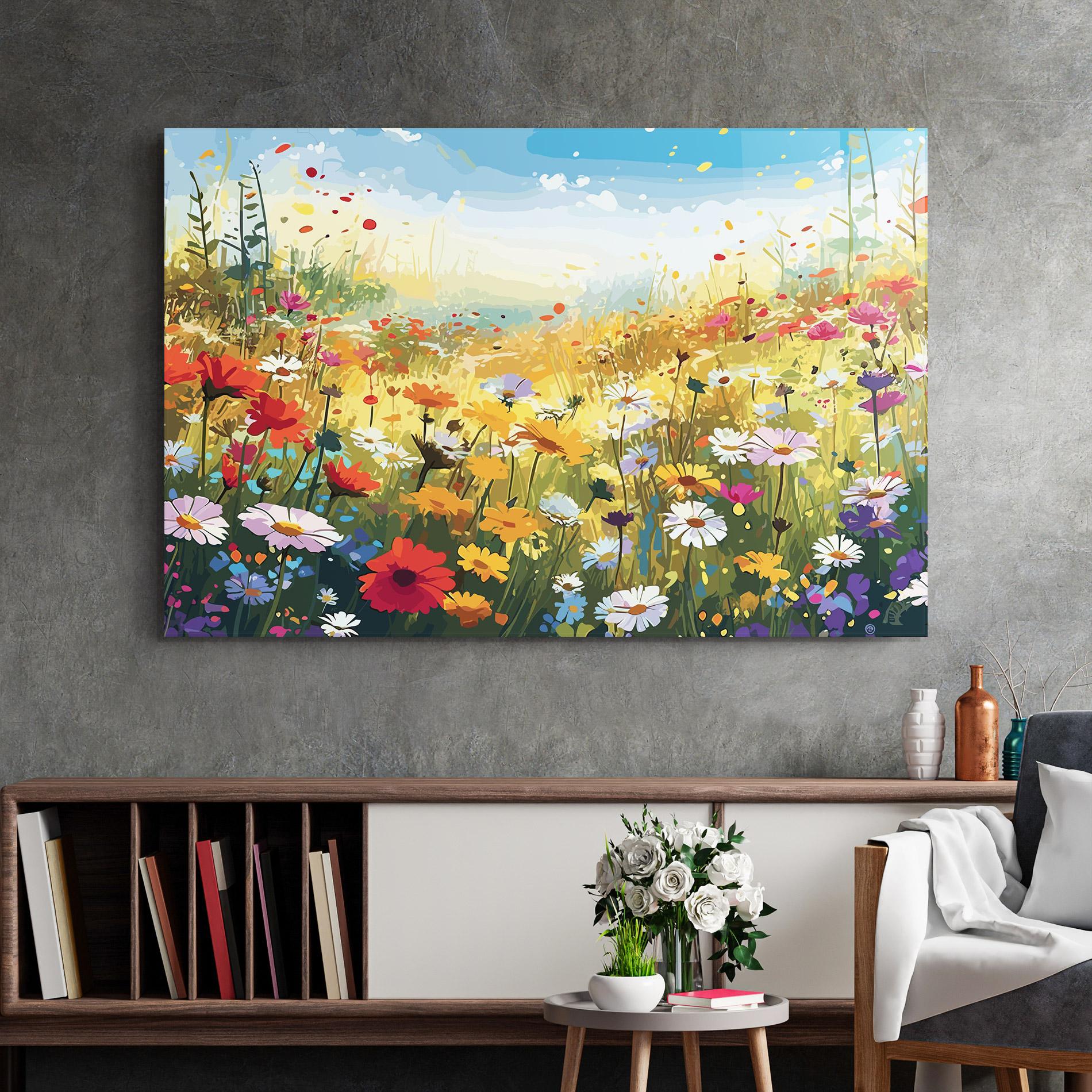 Glasbild Colorful Daisy Mix mockup 2