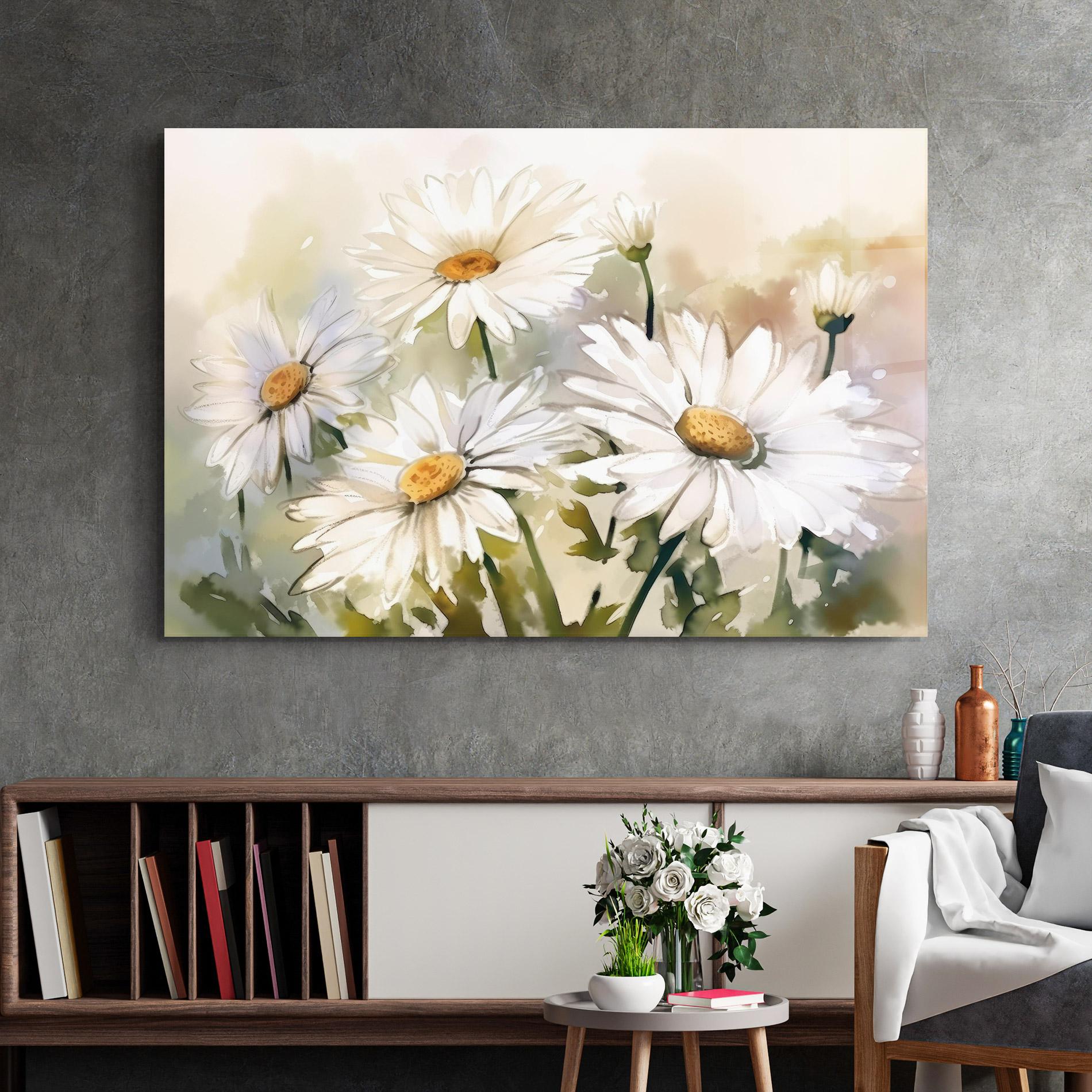 Glasbild Daisy Painting mockup 2