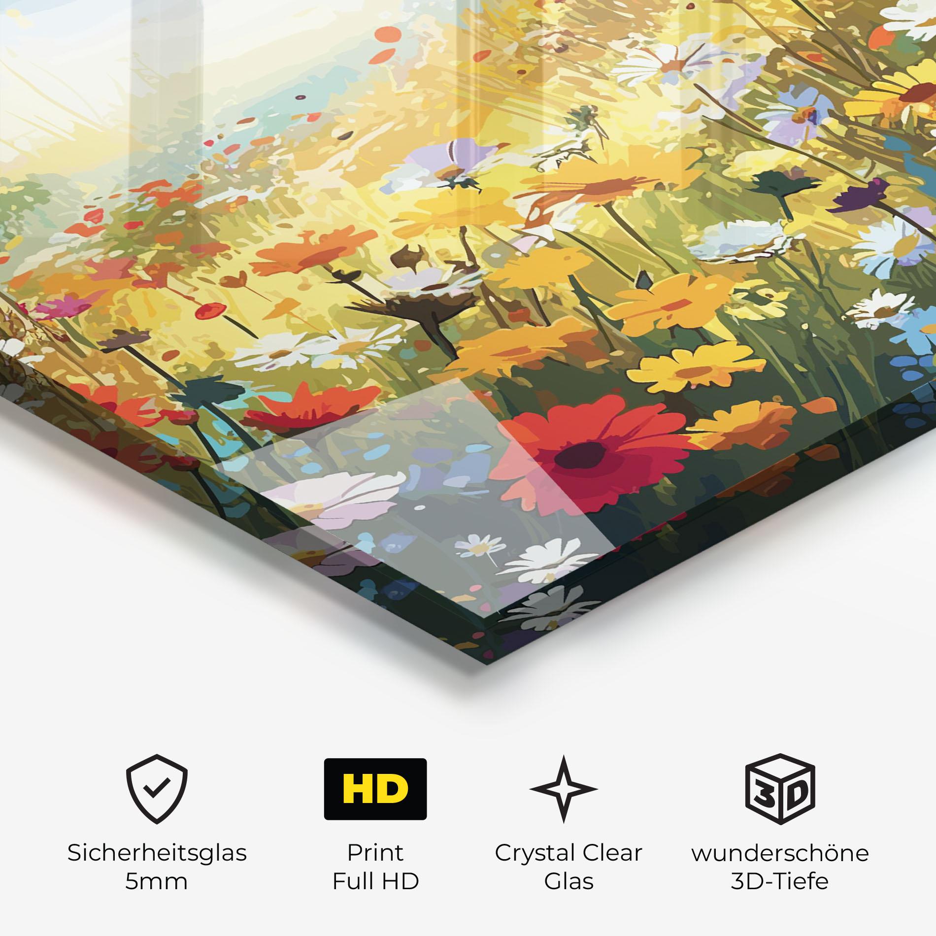 Glasbild Colorful Daisy Mix mockup 3