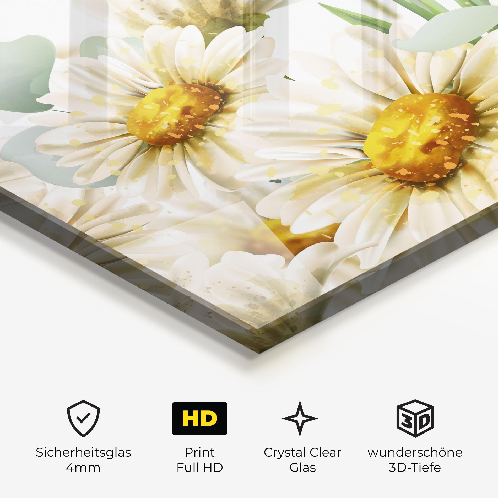 Glasbild Beautiful Daisy Art mockup 3