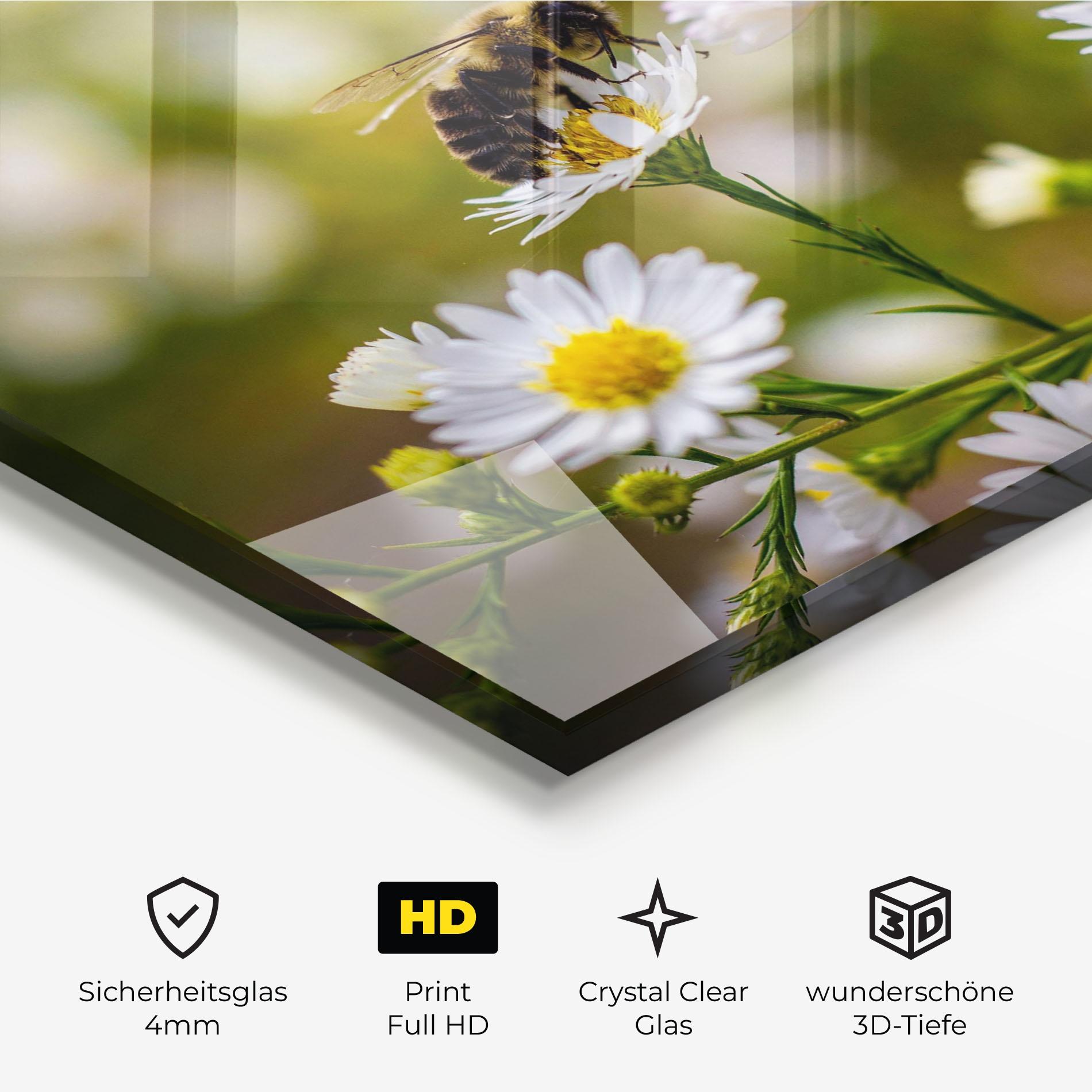 Glasbild Bee On Small Flower mockup 3