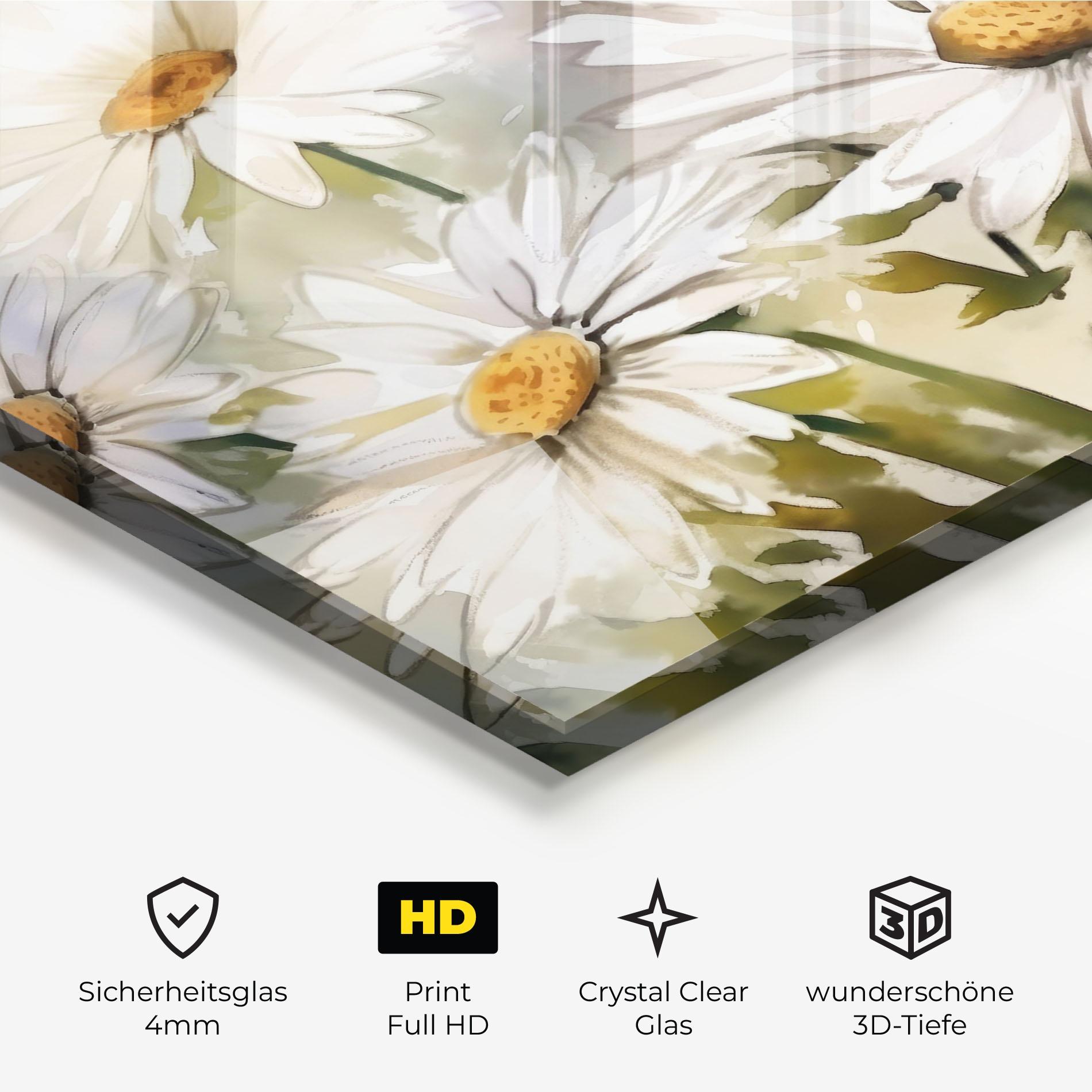 Glasbild Daisy Painting mockup 3