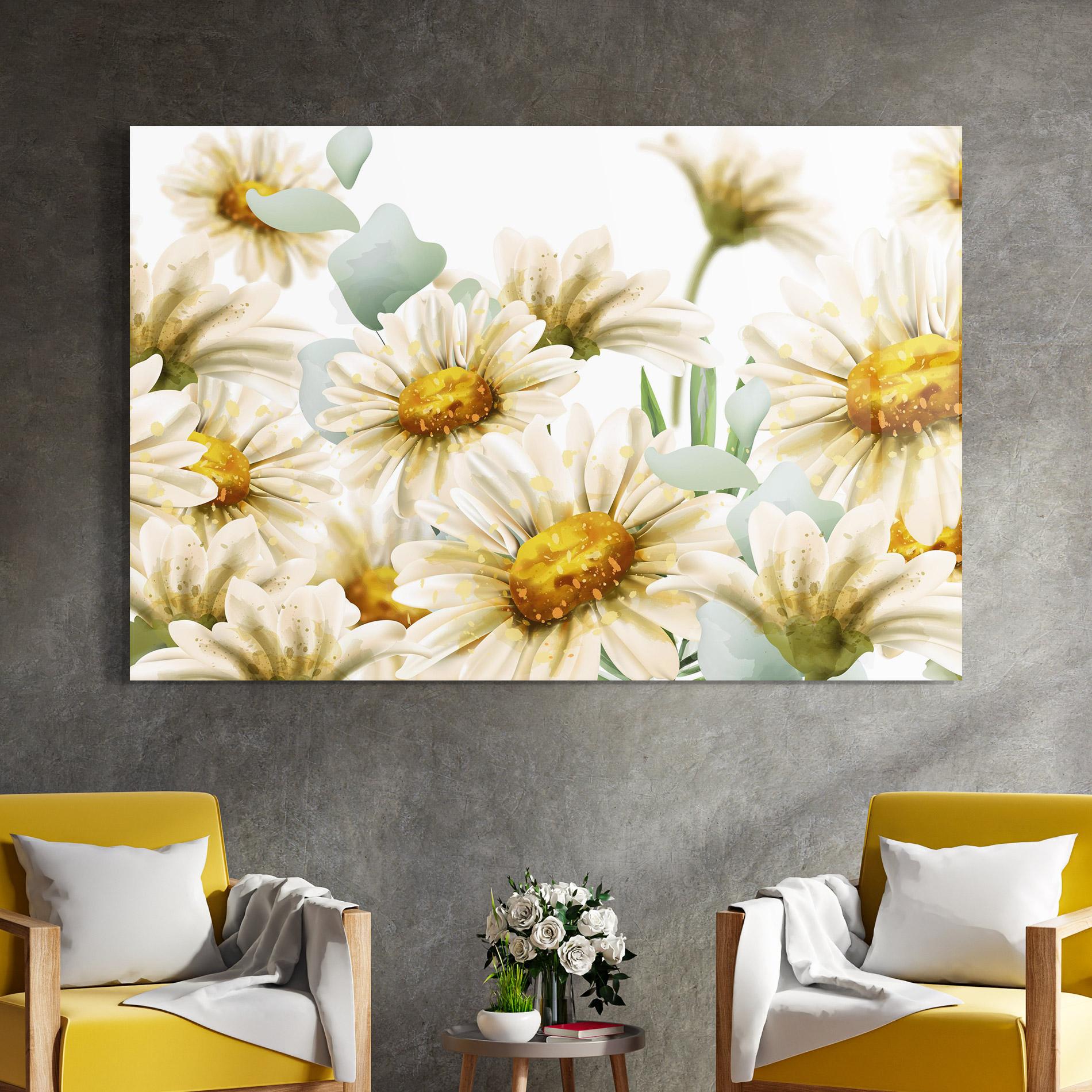 Glasbild Beautiful Daisy Art mockup 4