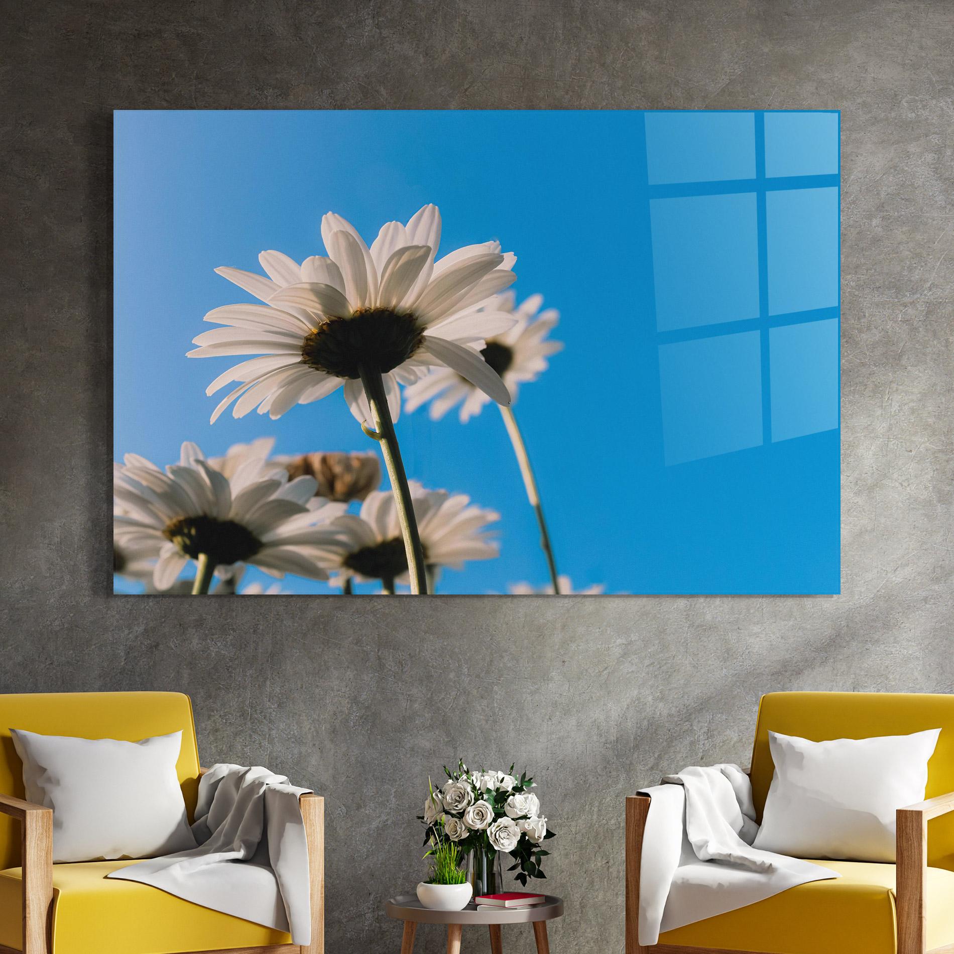 Glasbild Blue Sky Daisy mockup 4