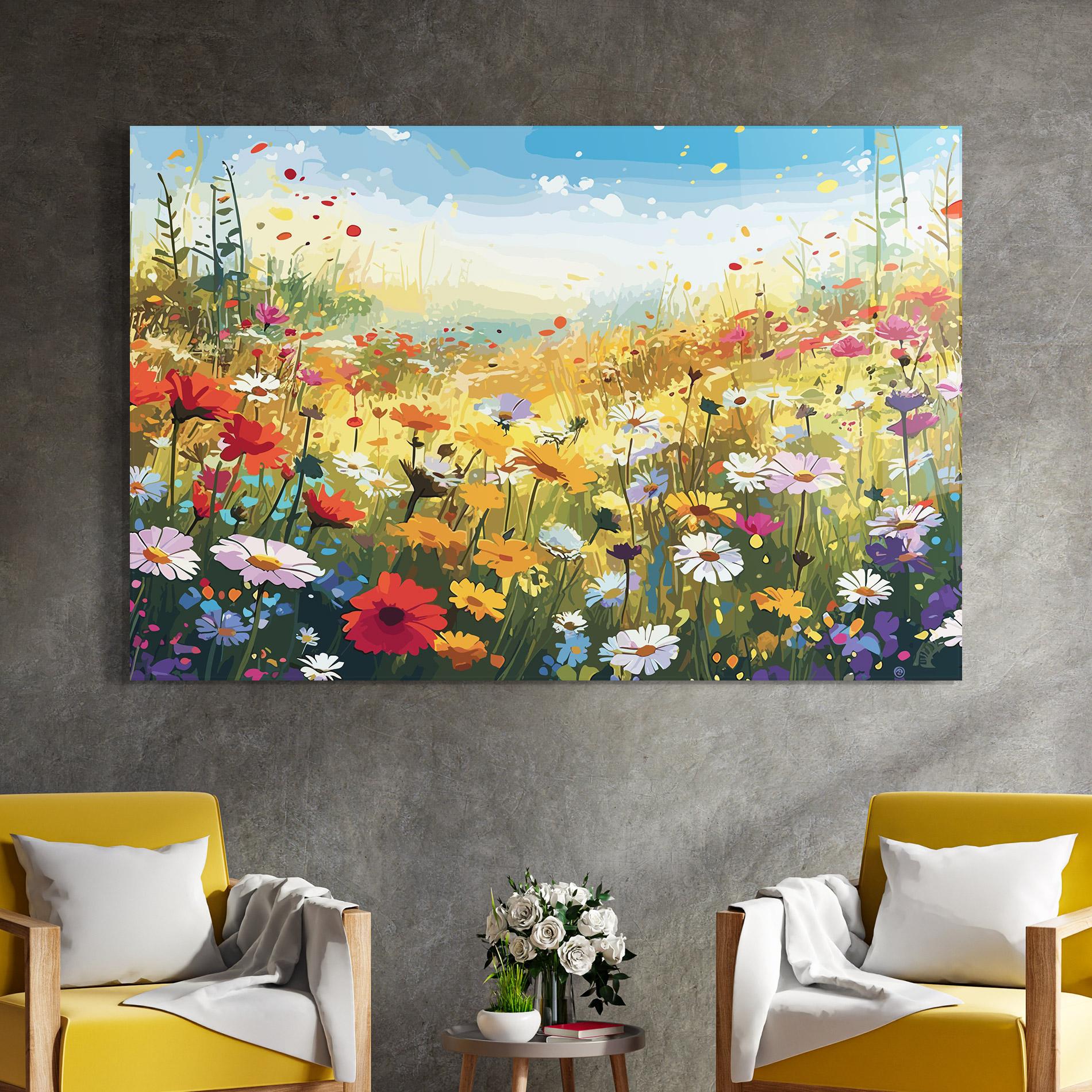 Glasbild Colorful Daisy Mix mockup 4