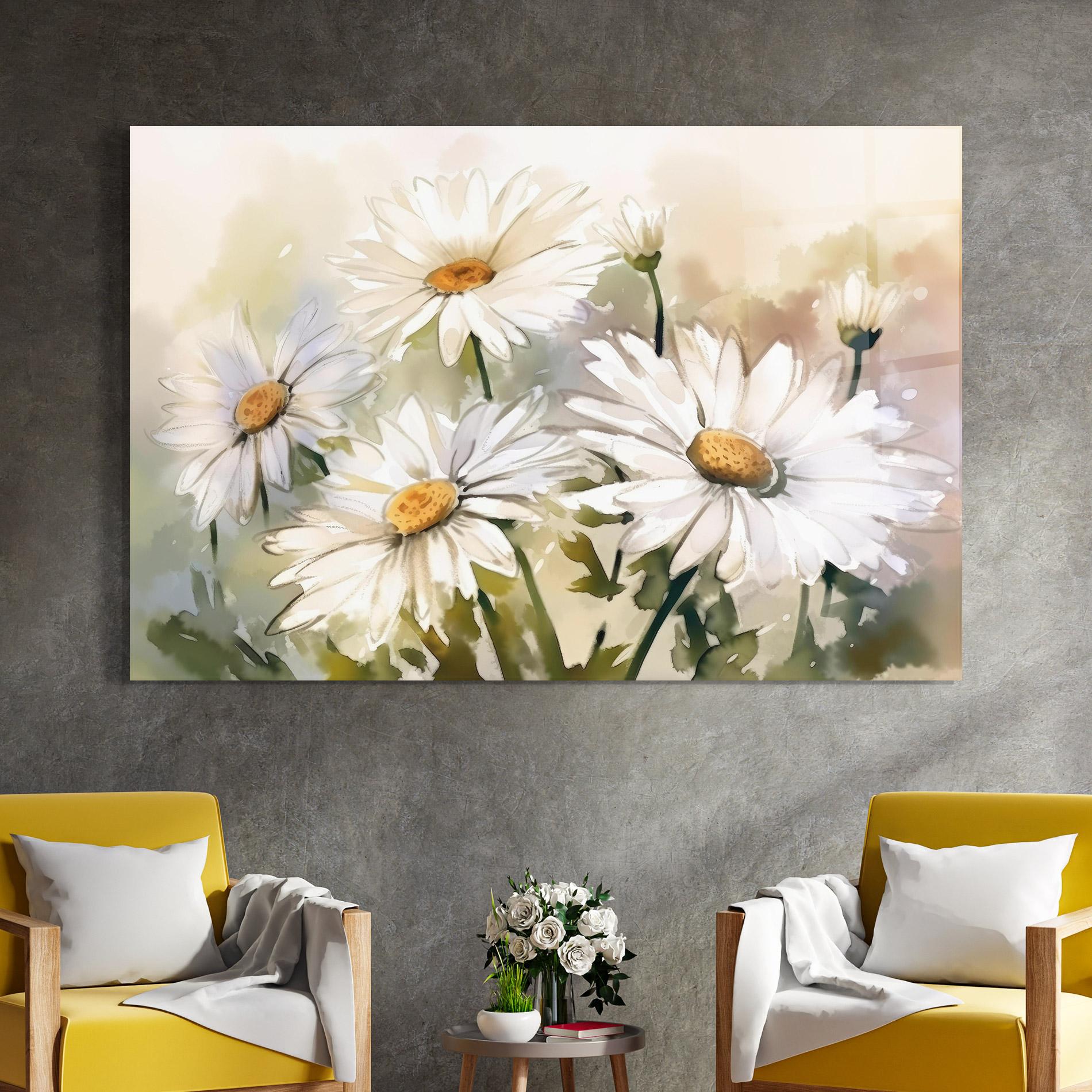 Glasbild Daisy Painting mockup 4
