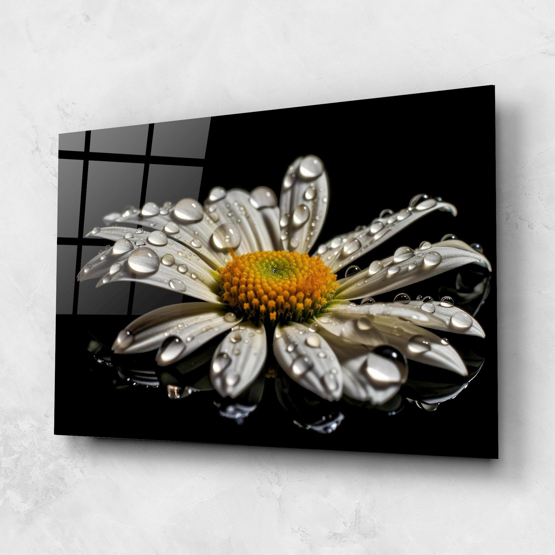 Glasbild Daisy After The Rain mockup 1