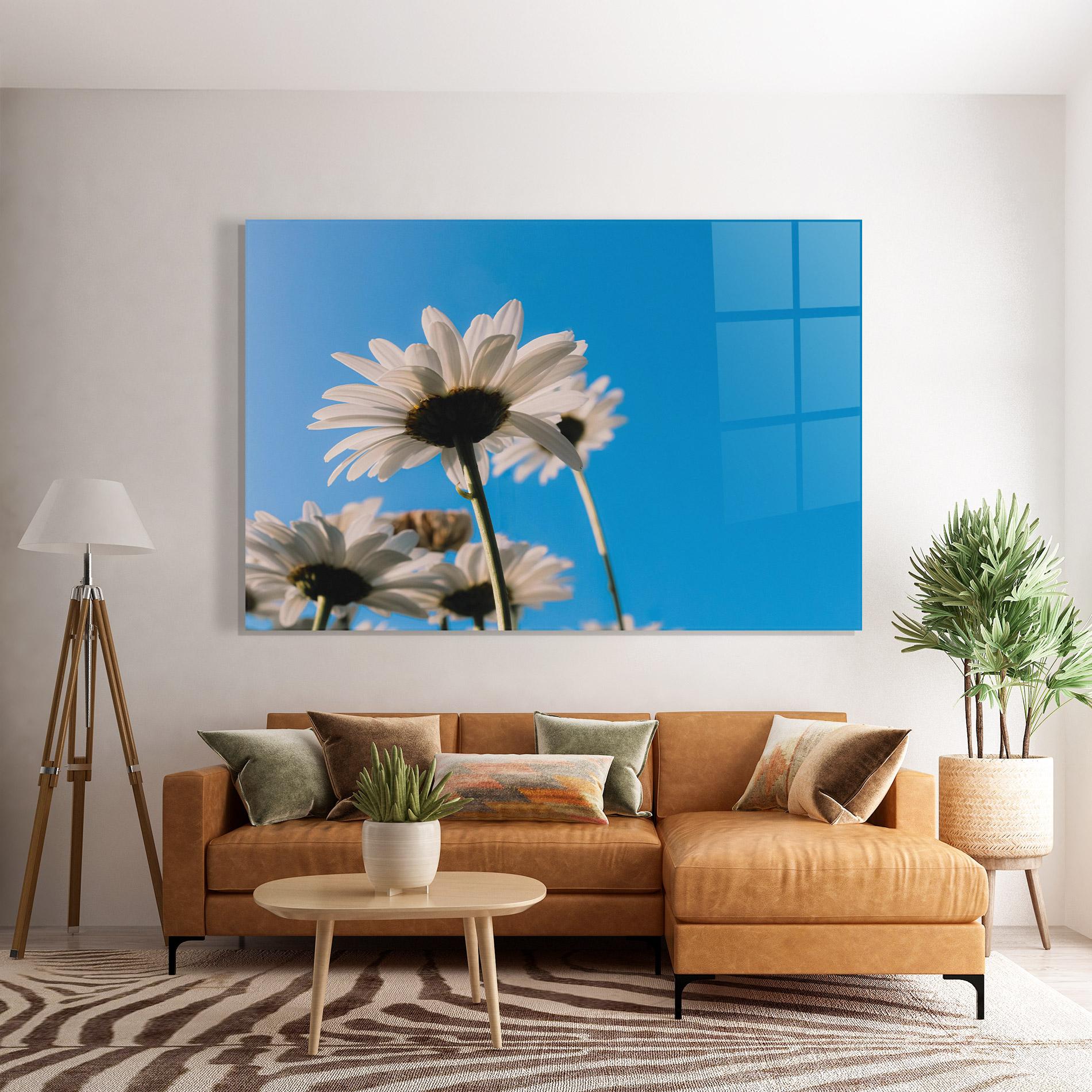 Glasbild Blue Sky Daisy mockup 7