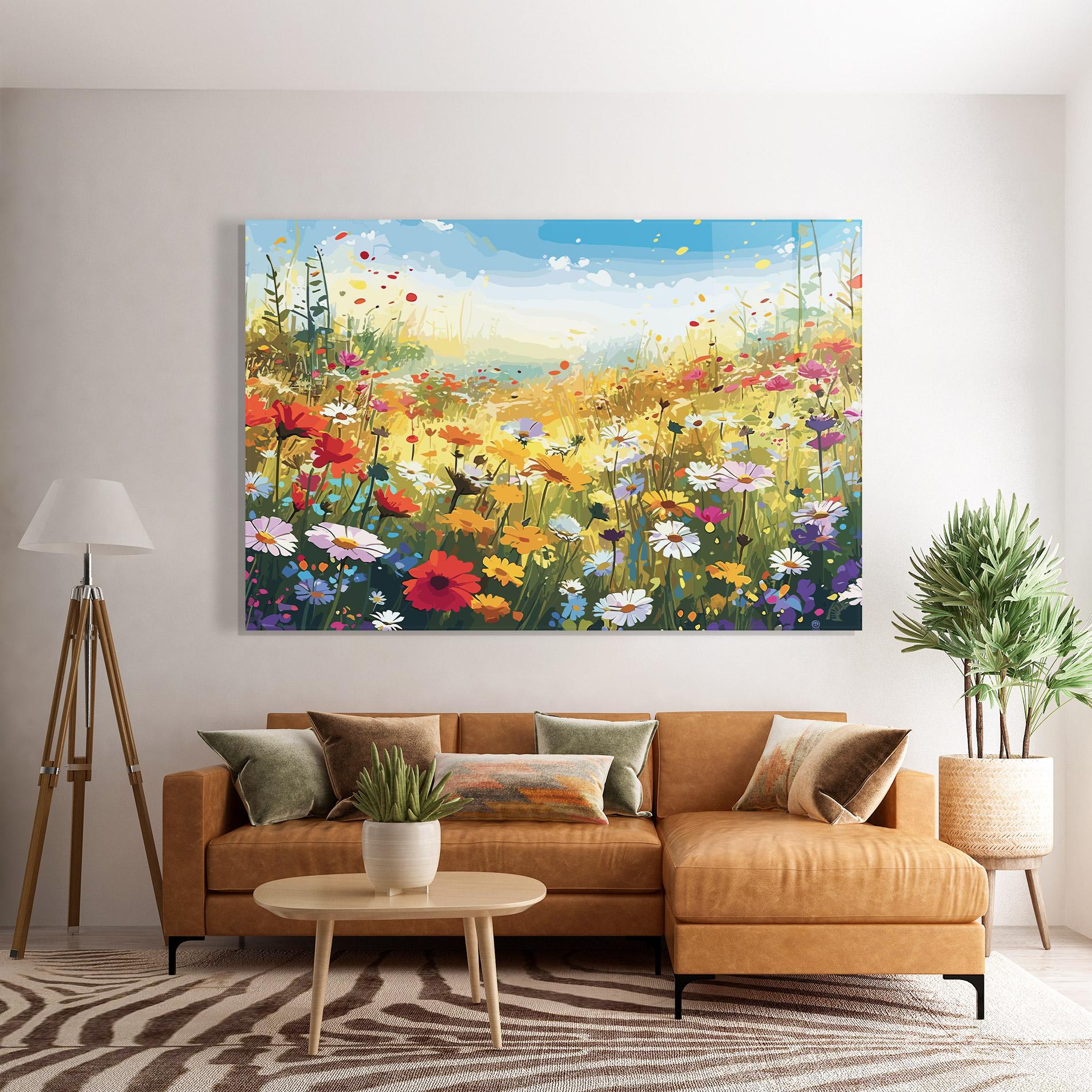 Glasbild Colorful Daisy Mix mockup 7