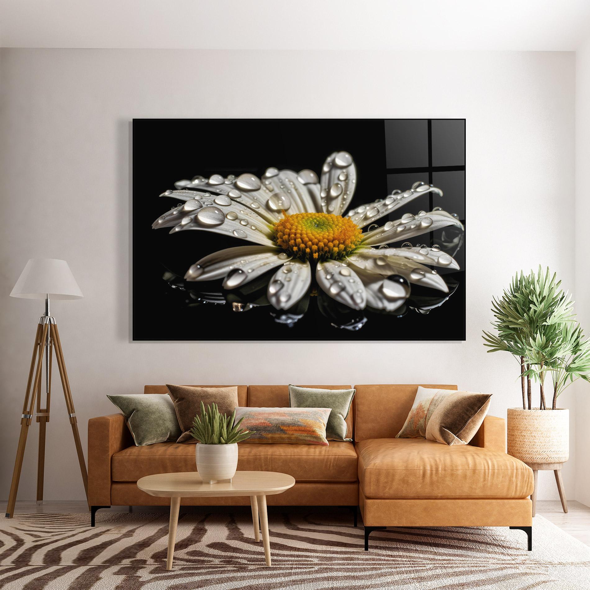 Glasbild Daisy After The Rain mockup 7