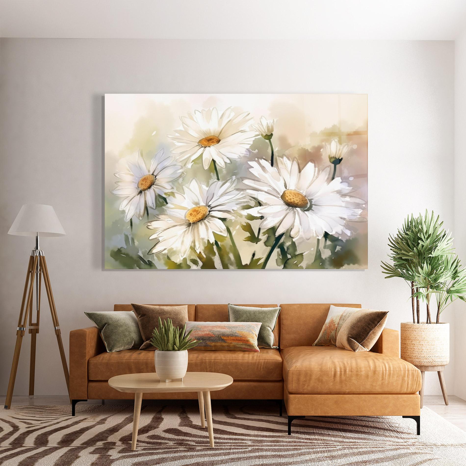 Glasbild Daisy Painting mockup 7