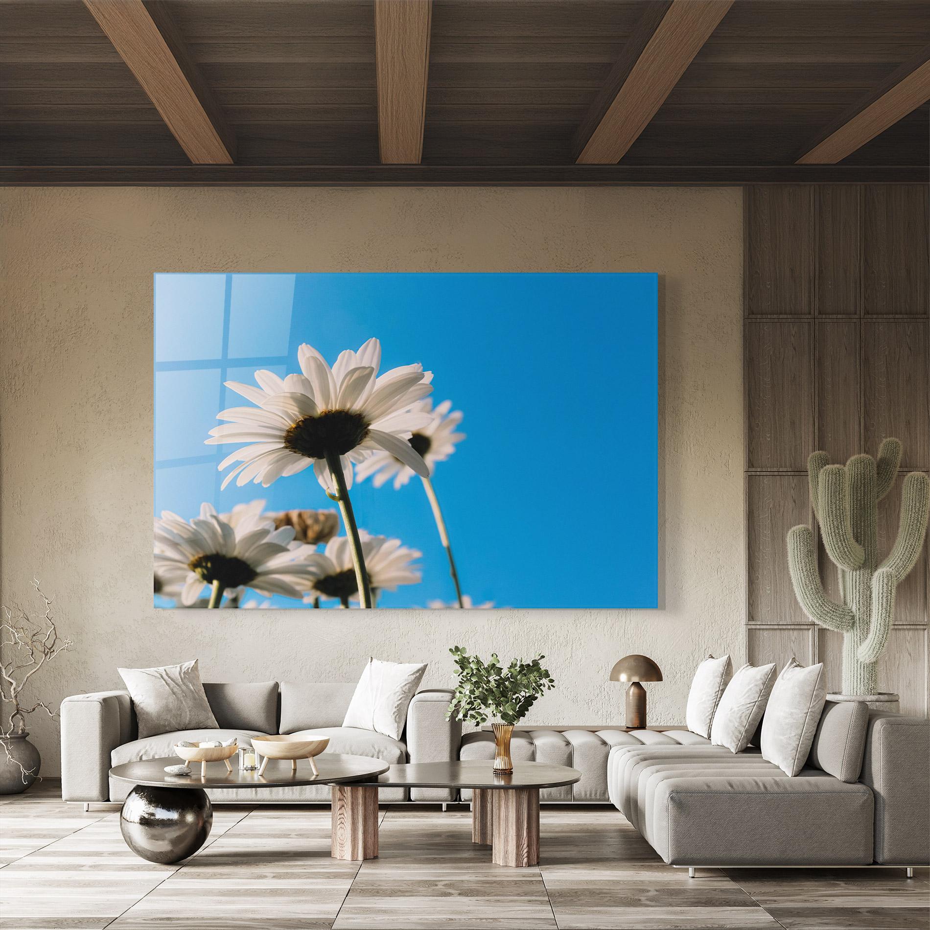 Glasbild Blue Sky Daisy mockup 8