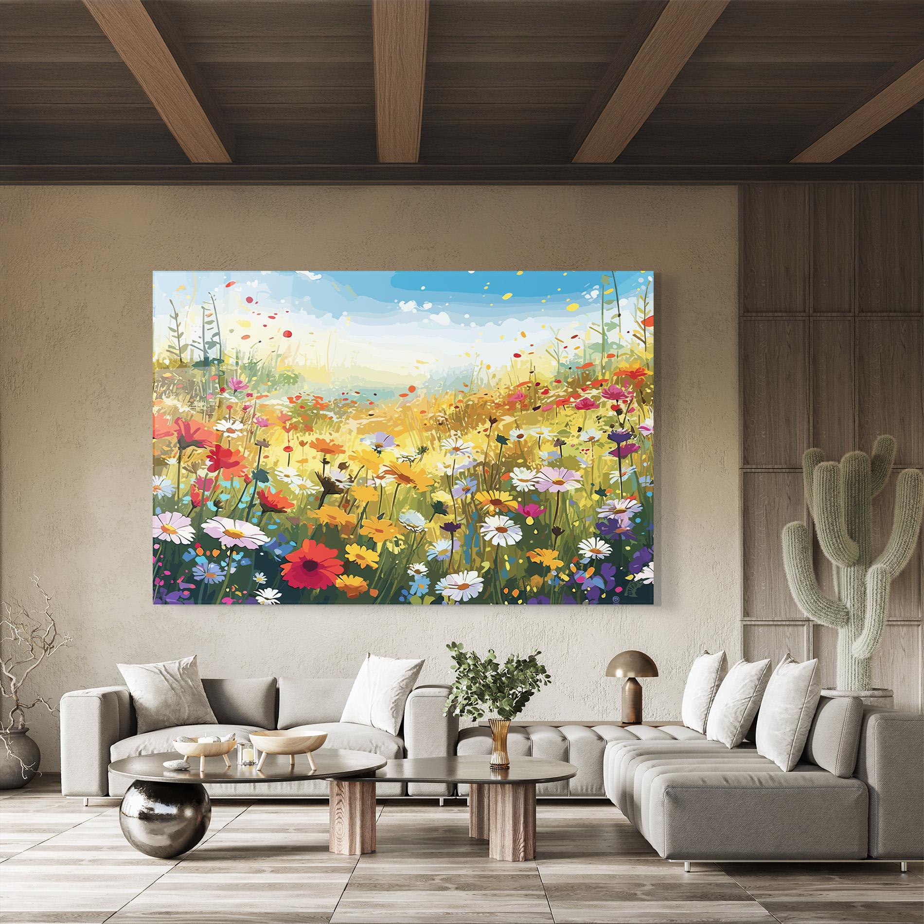 Glasbild Colorful Daisy Mix mockup 8