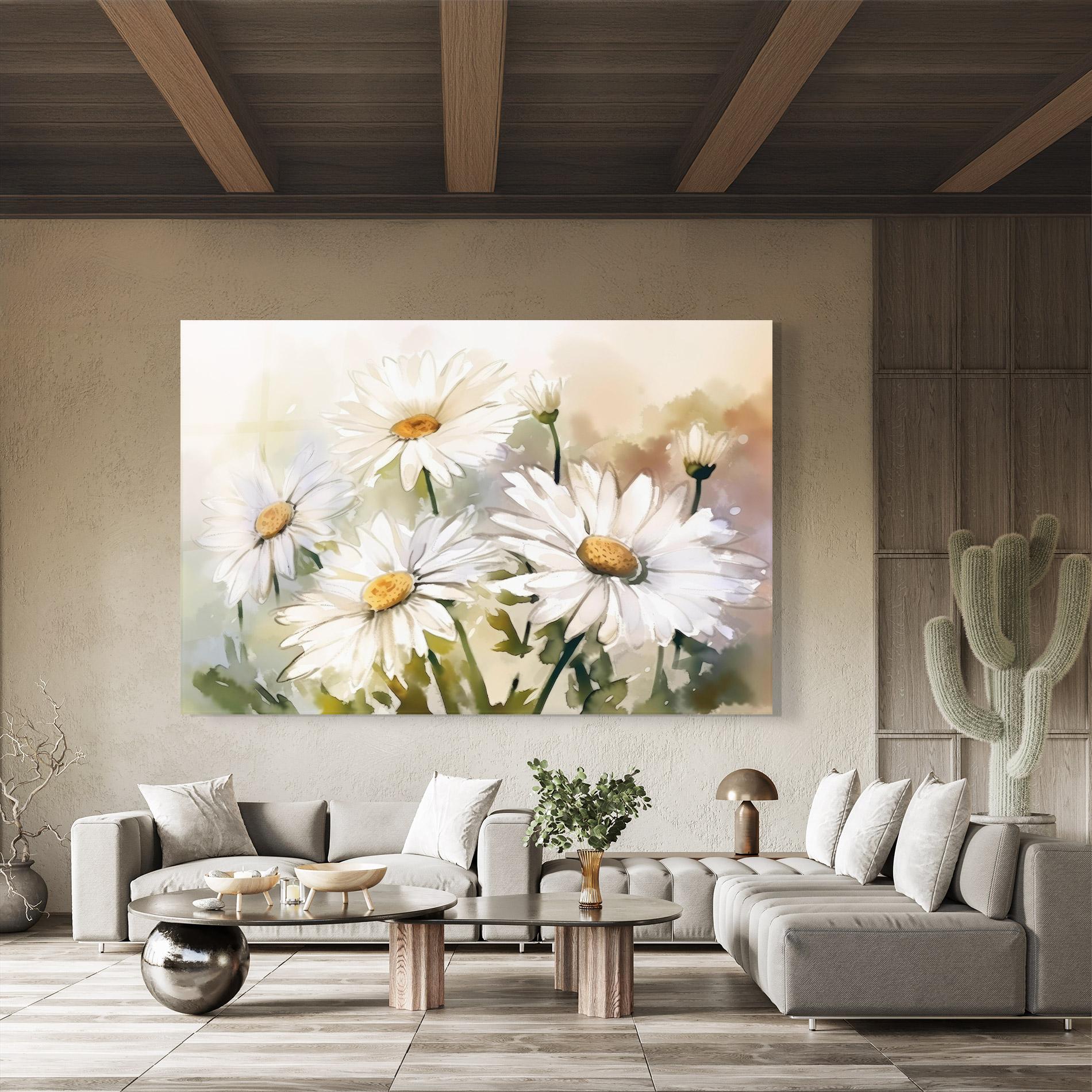 Glasbild Daisy Painting mockup 8