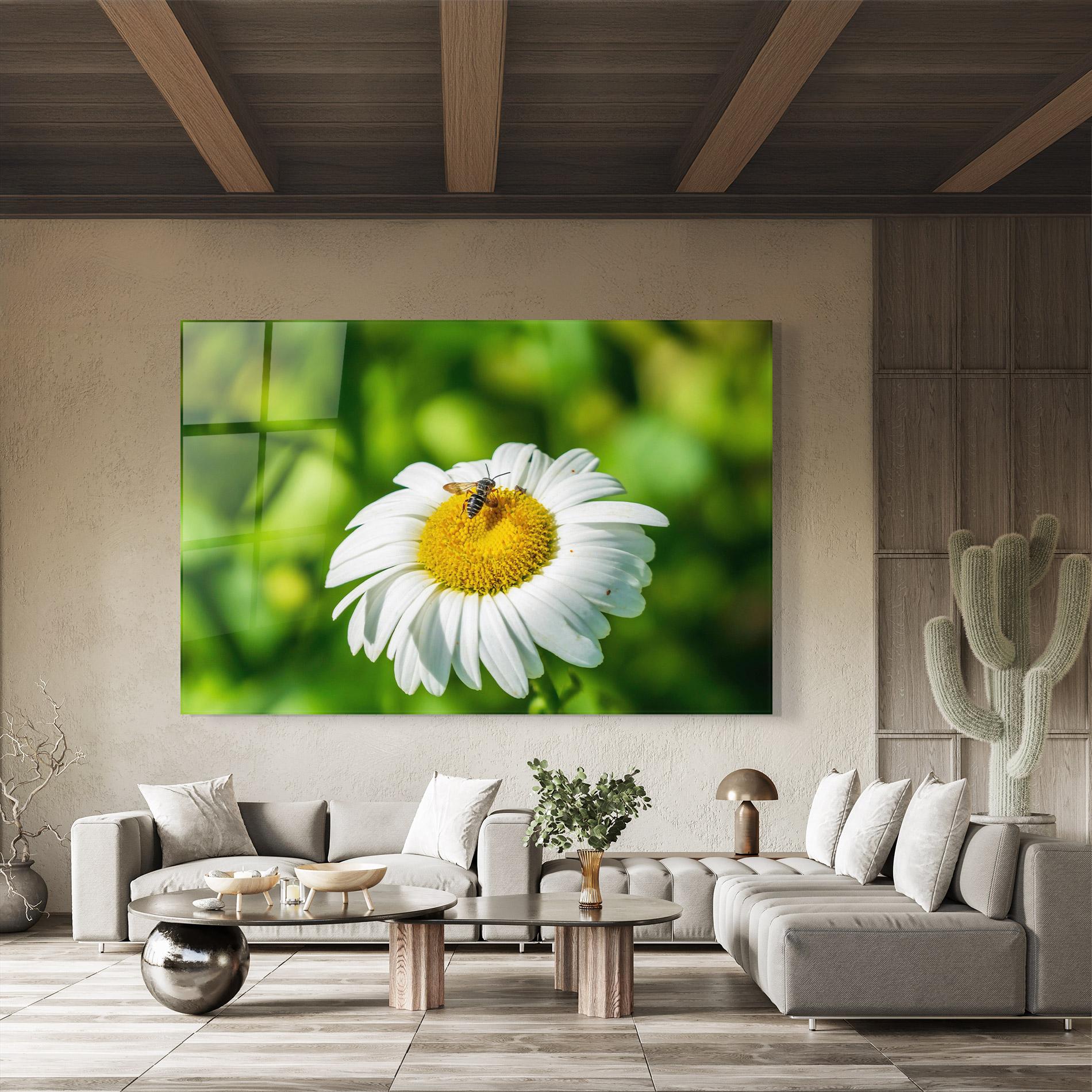 Glasbild Flying On The Daisy mockup 8