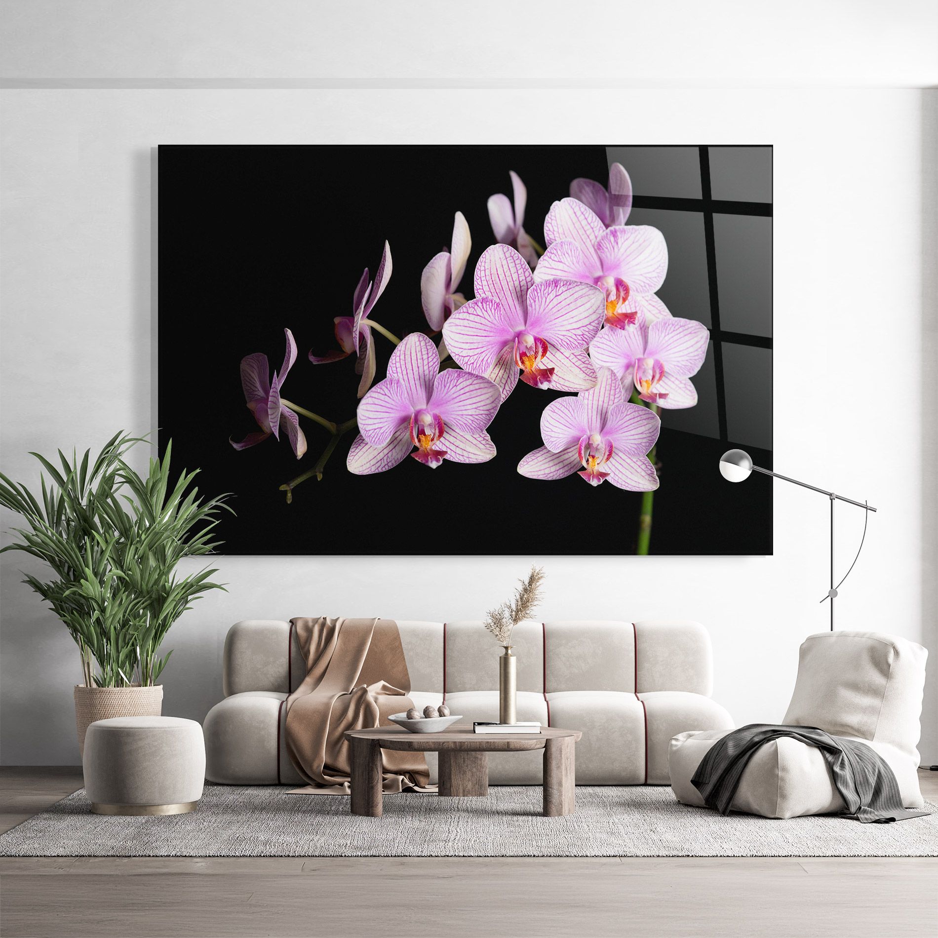 Beautiful Orchids On Black mockup 9