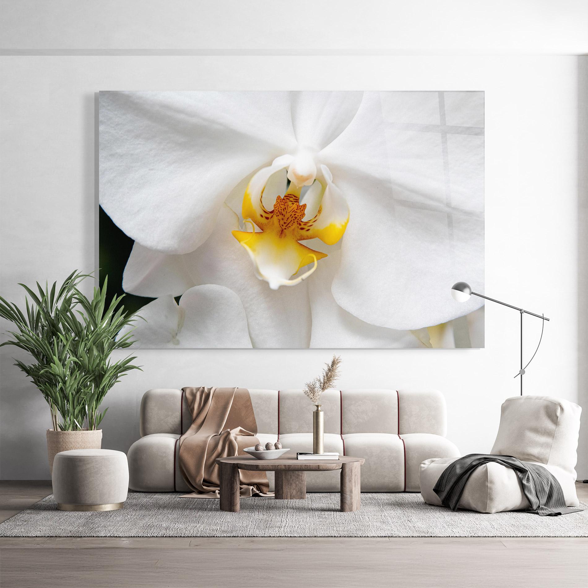 Glasbild Big Orchid Close Up mockup 9